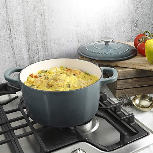 Crock-Pot Crock Pot Artisan 5 Quart Enameled Cast Iron Round Dutch Oven, Slate Gray