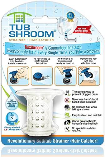 TubShroom TubShroom The Revolutionary Tub Drain Protector Hair Catcher/Strainer/Snare, White, 2.25 x 2.25 Inch