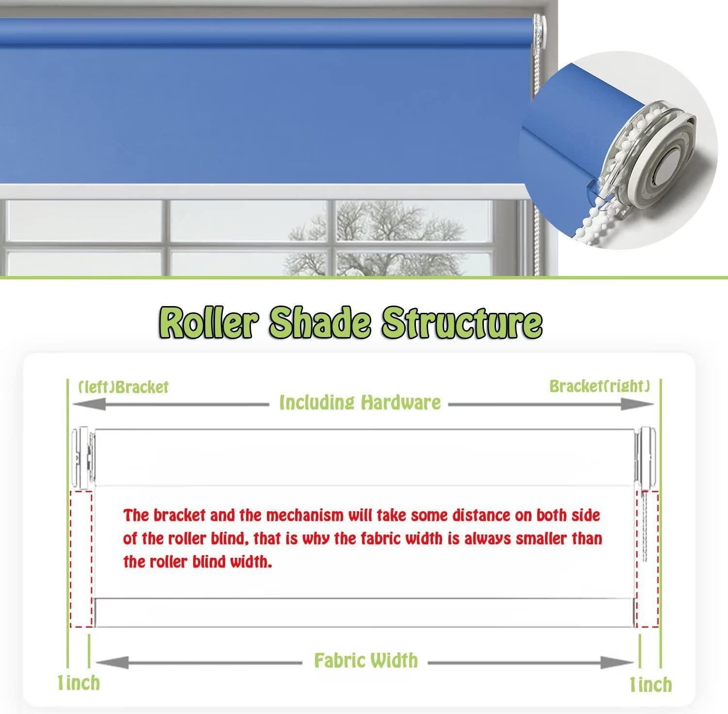 fhsblinds FHSBLINDS No Tool No Drill Blinds for Windows Roller Window Shades-Waterproof Blackout Room Darkening Custom Window Blinds & Shades for Home Kitchen Bedroom Office (Blue 100% Blackout, 49" W x 48" H)