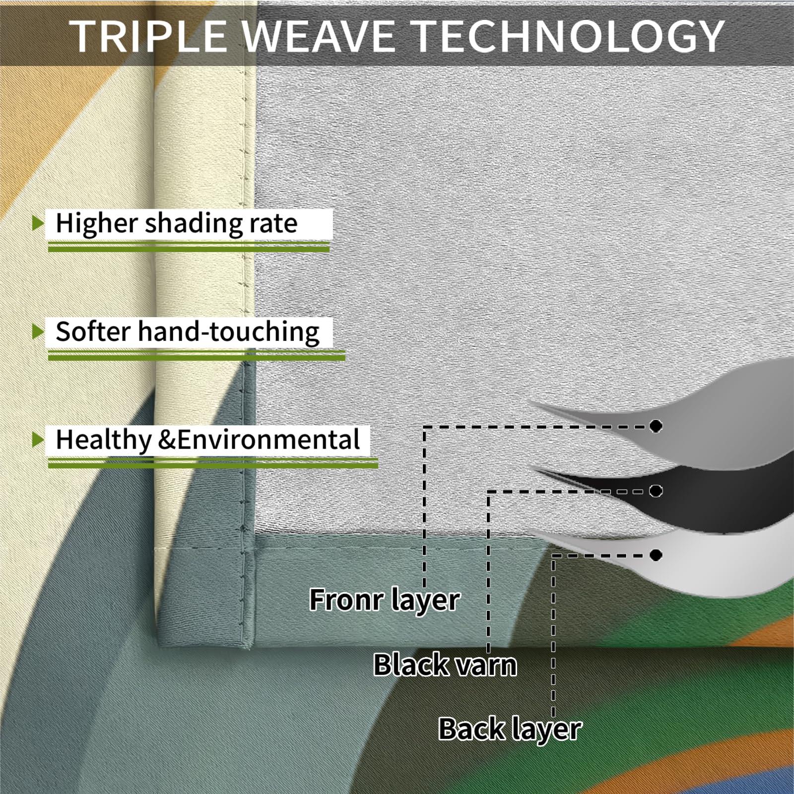 XAFIAUR XAFIAUR Rainbow Circle Art Blackout Curtains, Creative Circle Texture Curtain Panels for Bedroom - Grommet Thermal Insulated Room Darkening Curtains for Living Room 72" W x 72" L