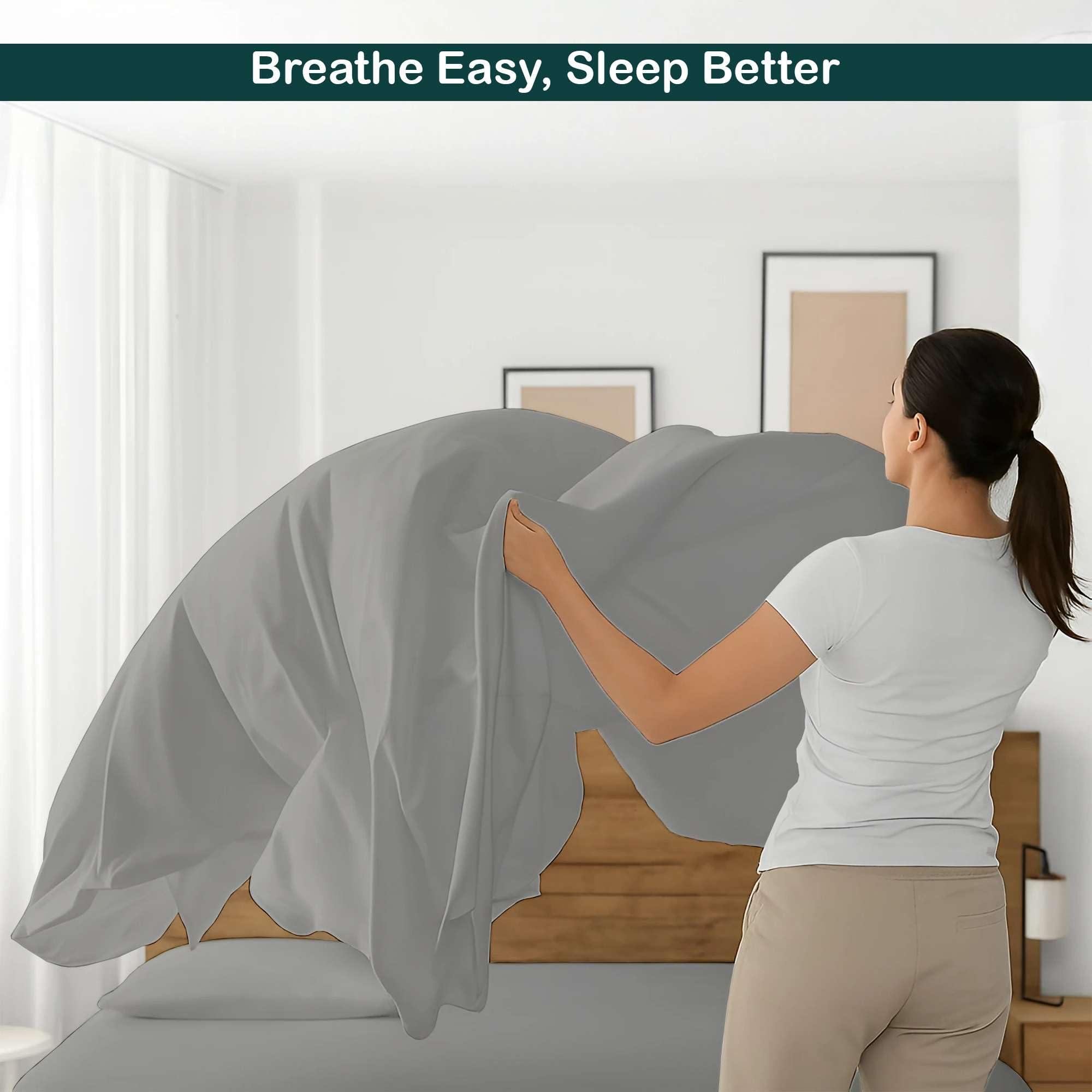 NON Sticky cotton Short Queen Sheets for Rv Camper 100% Cotton Rv Sheets Short Queen Sheets Camper Sheets Rv Queen Sheets Short Queen Sheet Set for Rv Camper Short Queen Sheets for Rv Mattress Light Grey Solid