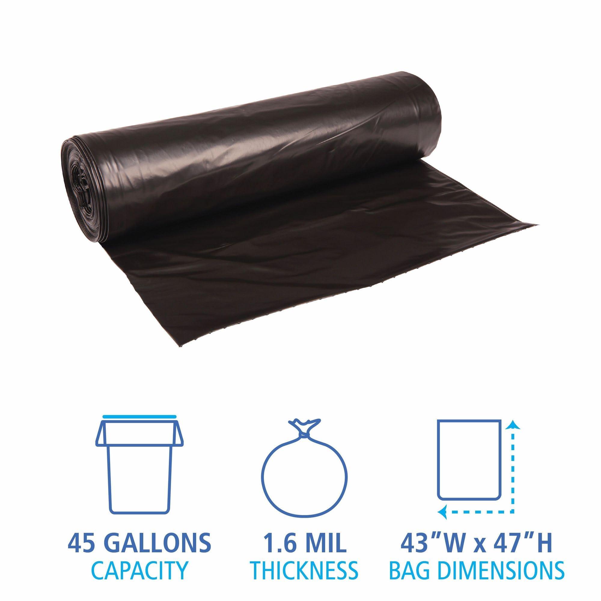 Boardwalk Boardwalk 522 Super Extra-Heavy Repro Can Liner, 43x47, 1.6 Mil, 56gal, Blk, 10 Bags per Roll (Case of 10 Rolls)