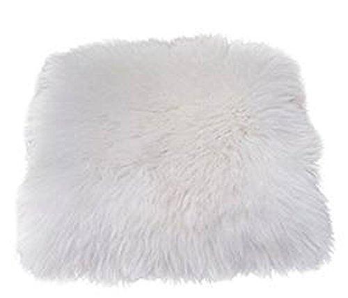 Dofover Dofover Luxurious Sheepskin Long Wool Square Car Seat Cushion Fur Covers Chair Pads White (19.7')