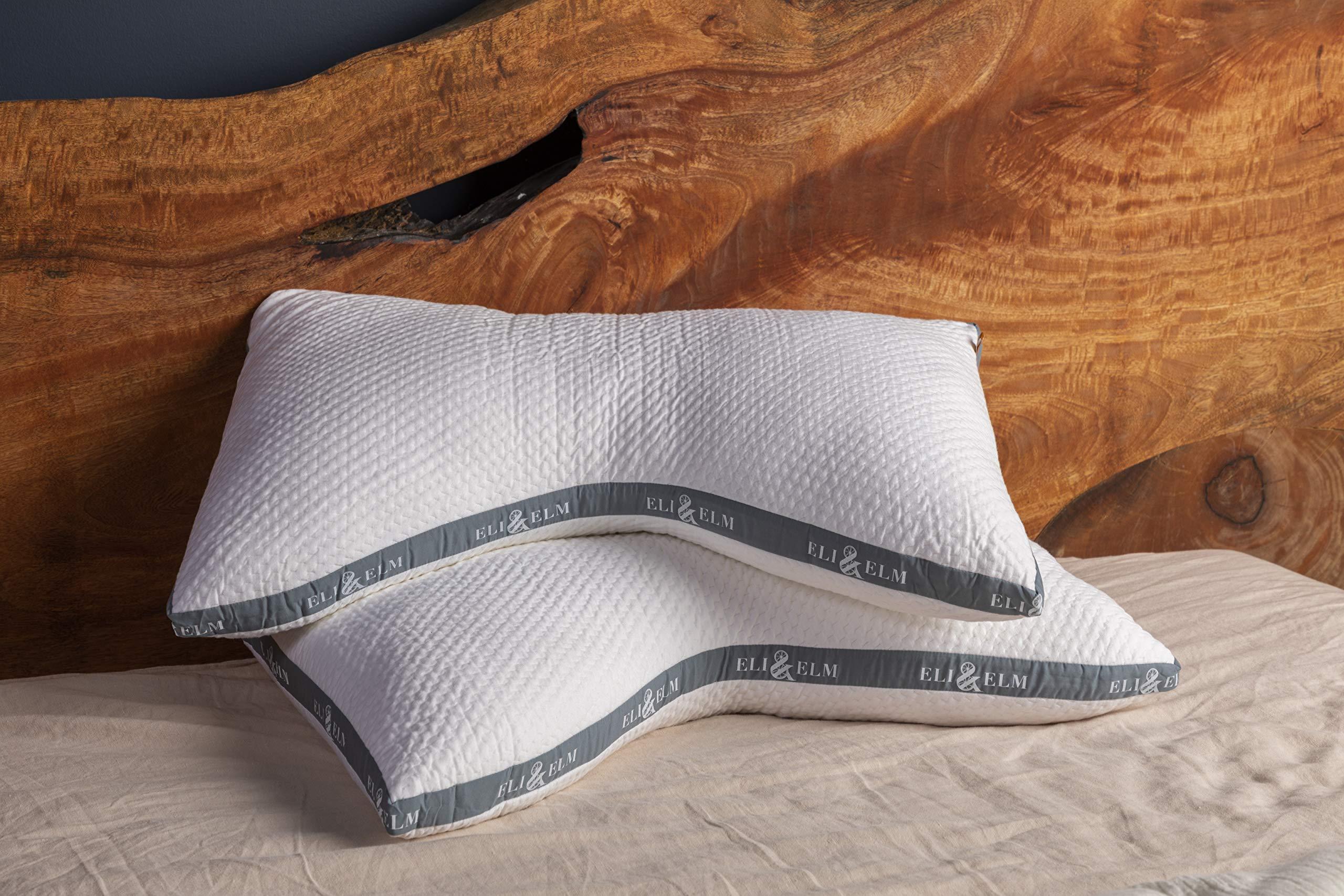 Eli & Elm Eli & Elm | Best Ergonomic Side Sleeper Pillow for Neck Pain. Supportive Cooling Latex Fill with Luxury Breathable Cover. U-Shape Contoured Design. Queen Size Bed Pillow - 17" X 29"