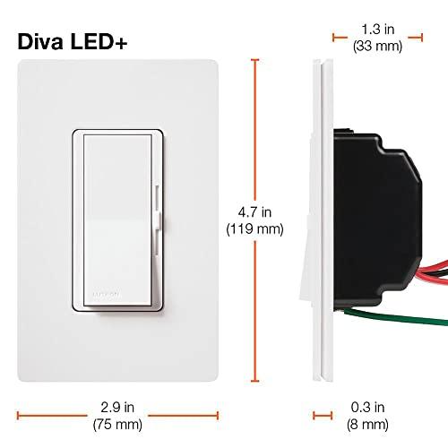 Lutron Lutron Diva LED+ Dimmer Switch for Dimmable LED, Halogen and Incandescent Bulbs, 250W/Single-Pole or 3-Way, DVCL-253P-LA, Light Almond