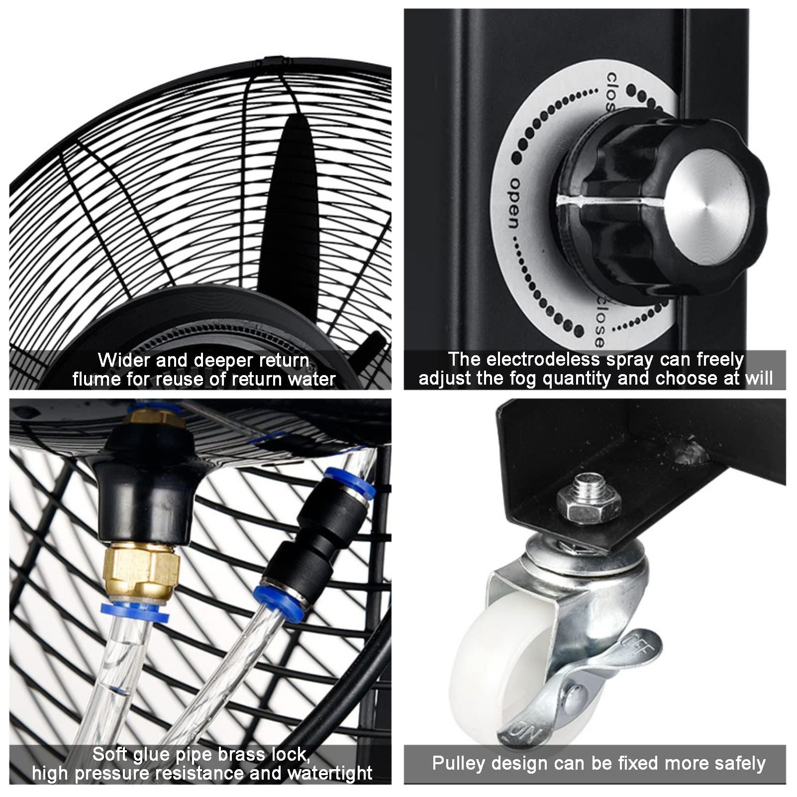 KAMPCO KAMPCO Portable Misting Oscillating Fan, Industrial Humidifying and Cooling Spray Fan, Floor Standing Fan with 90 Oscillation 3 Speed Settings