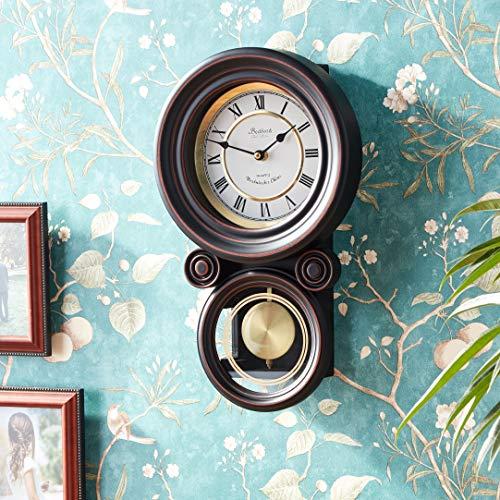 Bedford Clock Collection Bedford Clock Collection Contemporary Round Wall Clock with Pendulum