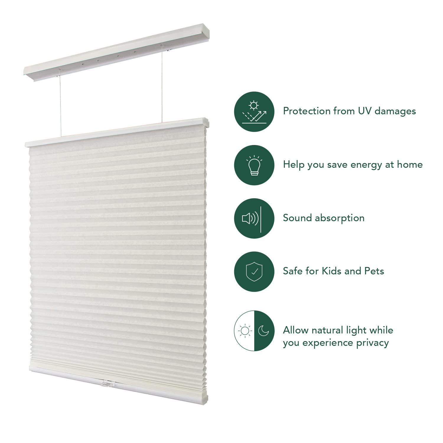 CHICOLOGY CHICOLOGY Cellular Shades, Top Down Bottom Up Shades, Custom Blinds for Windows, Window Shades for Home, Door Blinds, Window Coverings, Cellular Blinds, Pearl (Light Filtering), 33" W x 64" H