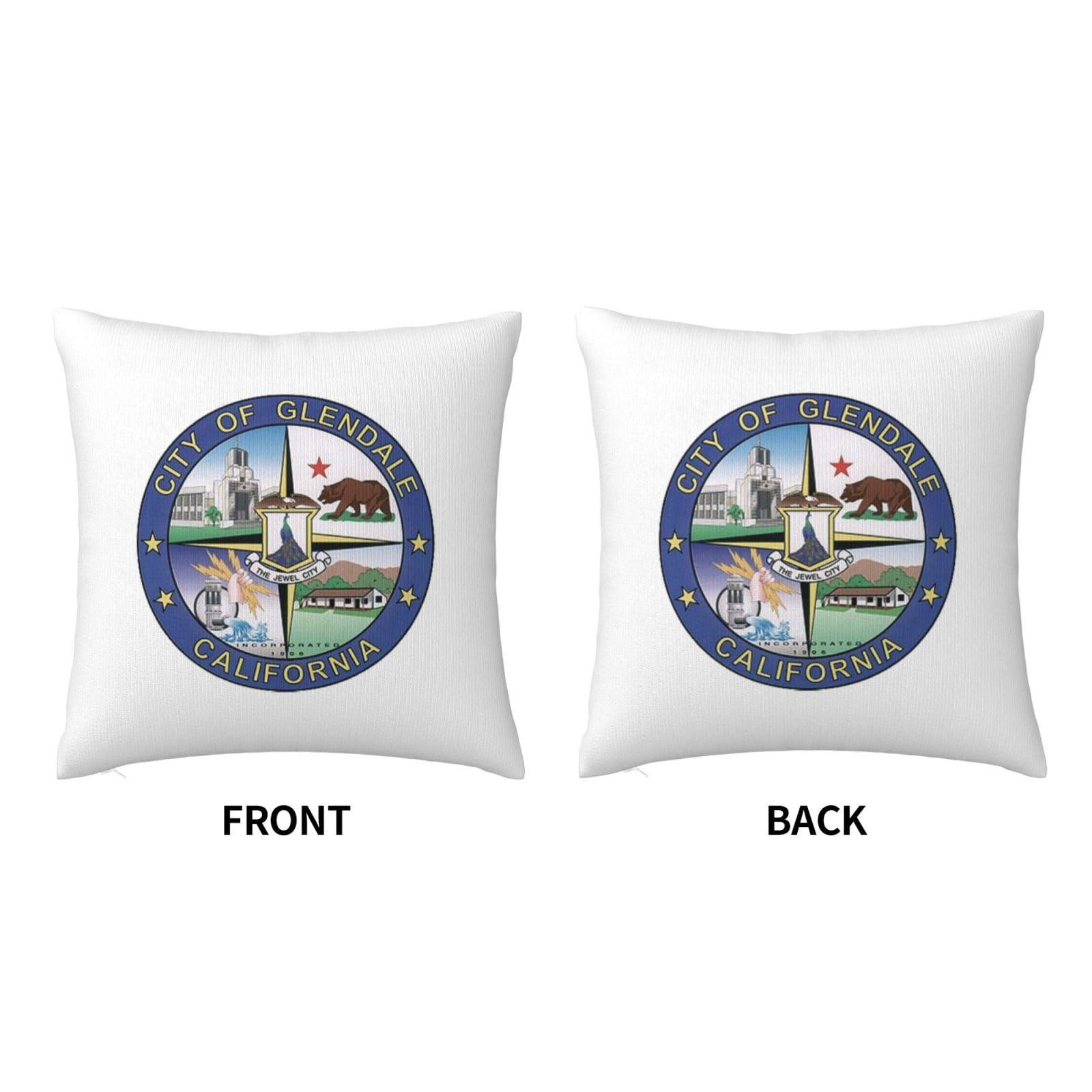 MULIHU MULIHU Seal of Glendale, California Throw Pillow Covers 18x18 Inch Double-Sided Cushion Cases Farmhouse Home Decor for Couch Bed Sofa, 3220044