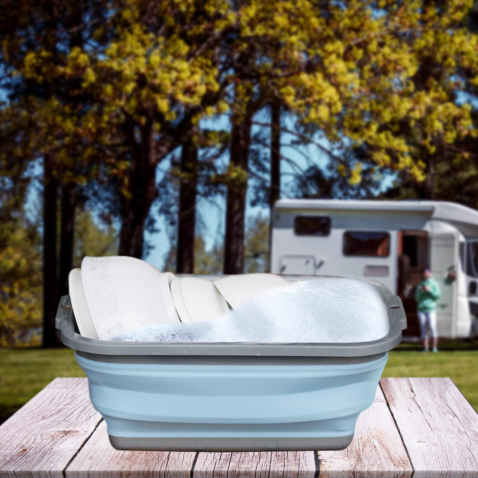 Tiawudi 2 Pack Collapsible Sink with 2.25 Gal / 8.5L Each, Foldable Dish Tub for Washing Dishes, Camping, Hiking and Home, Portable Washing Basin