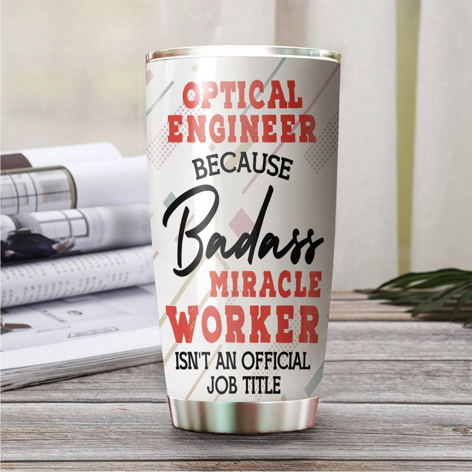 MEDROC MEDROC Miracle Worker Nutrition Facts Optical Engineer Tumbler Stainless Steel 20oz, Funny Gifts Bulks For Office Women Men Work Friend Coworker, Driking Coffee Cup For Birthday Christmas