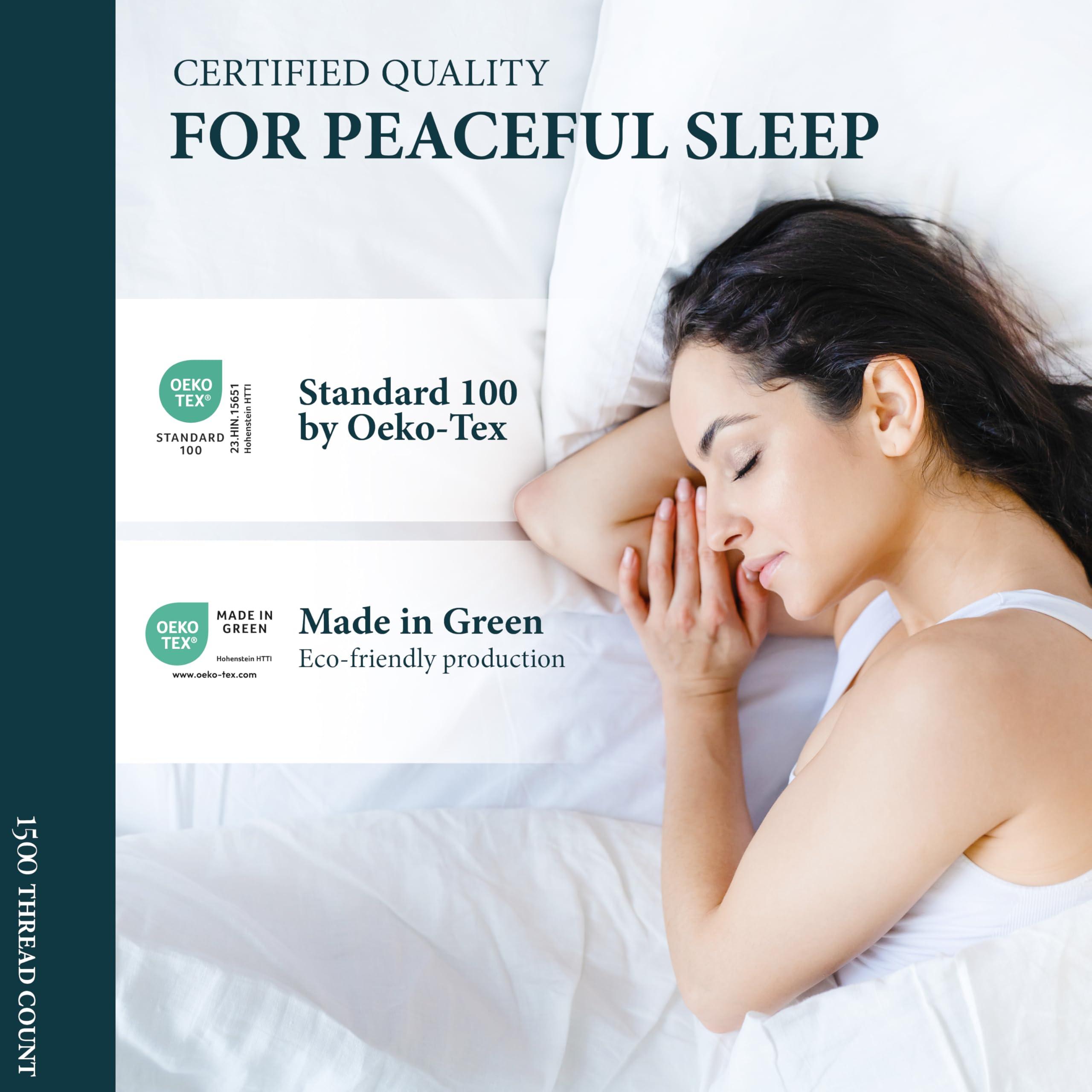 Ashton Sheets Ashton Sheets 100% Egyptian Cotton Sheets Queen Size - 1500 Thread Count 4 PC Queen Sheet Set Egyptian Cotton, Sateen Weave Sheets Queen Size, High Thread Count Sheets, 19\" Deep Pocket - Light Grey