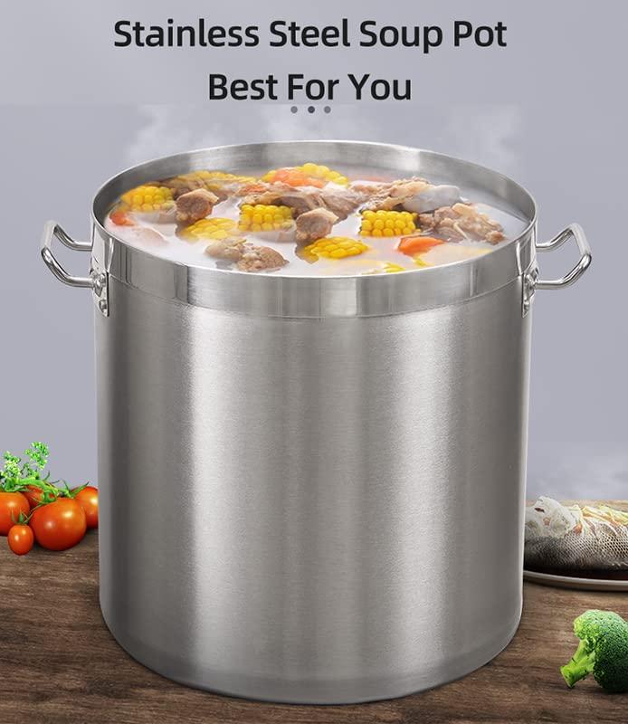 AIZYR Stainless Steel Stock Pot with Strainer and Lid - Large Heavy Duty Deep Fryer Pot 27QT/45QT/63QT Commercial Clam Steamer Bucket for Home Hotel,63Qt