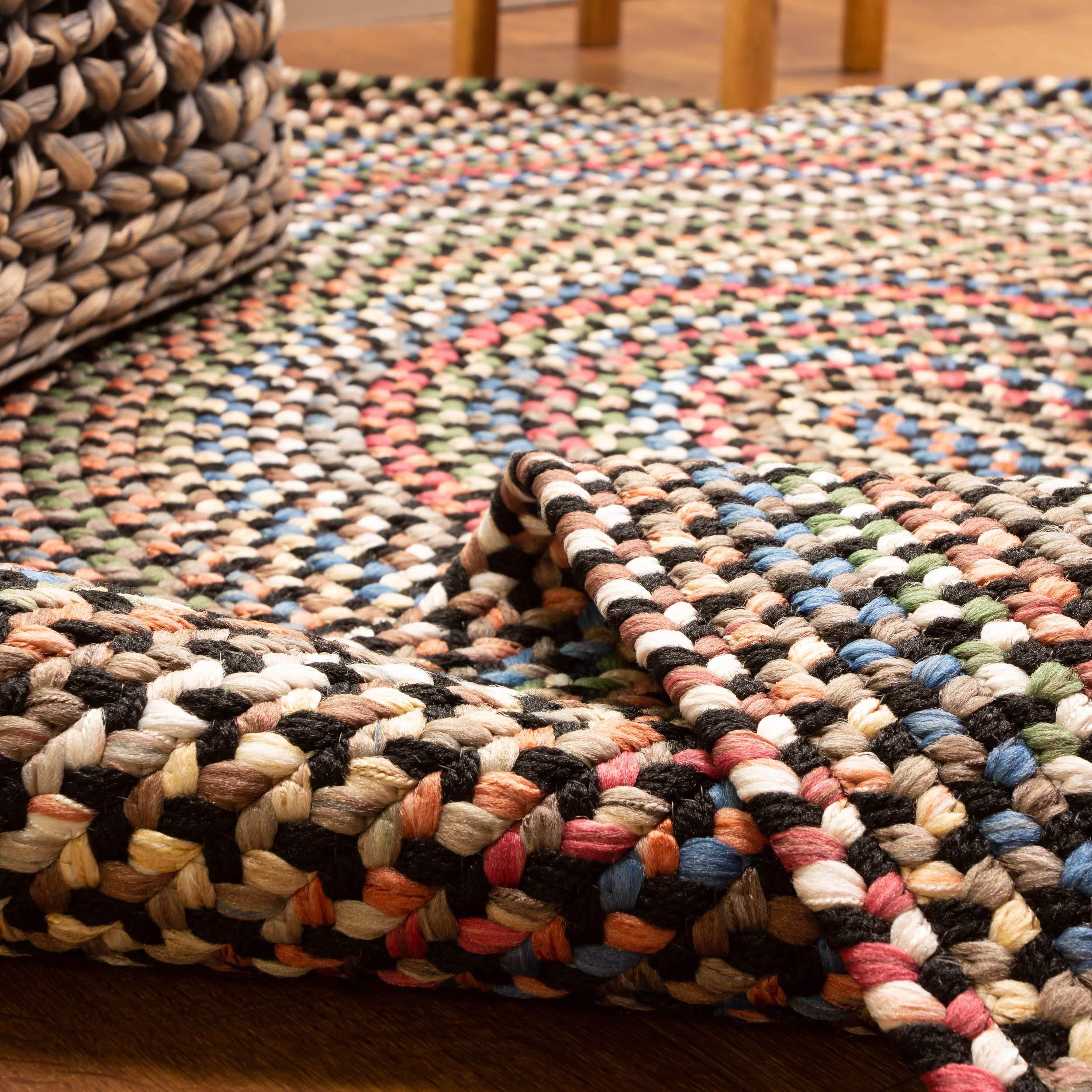 Super Area Rugs Super Area Rugs Roxbury American Made Braided Rug for Indoor Outdoor Spaces, Charcoal/Natural Multi, 3' X 5' Oval