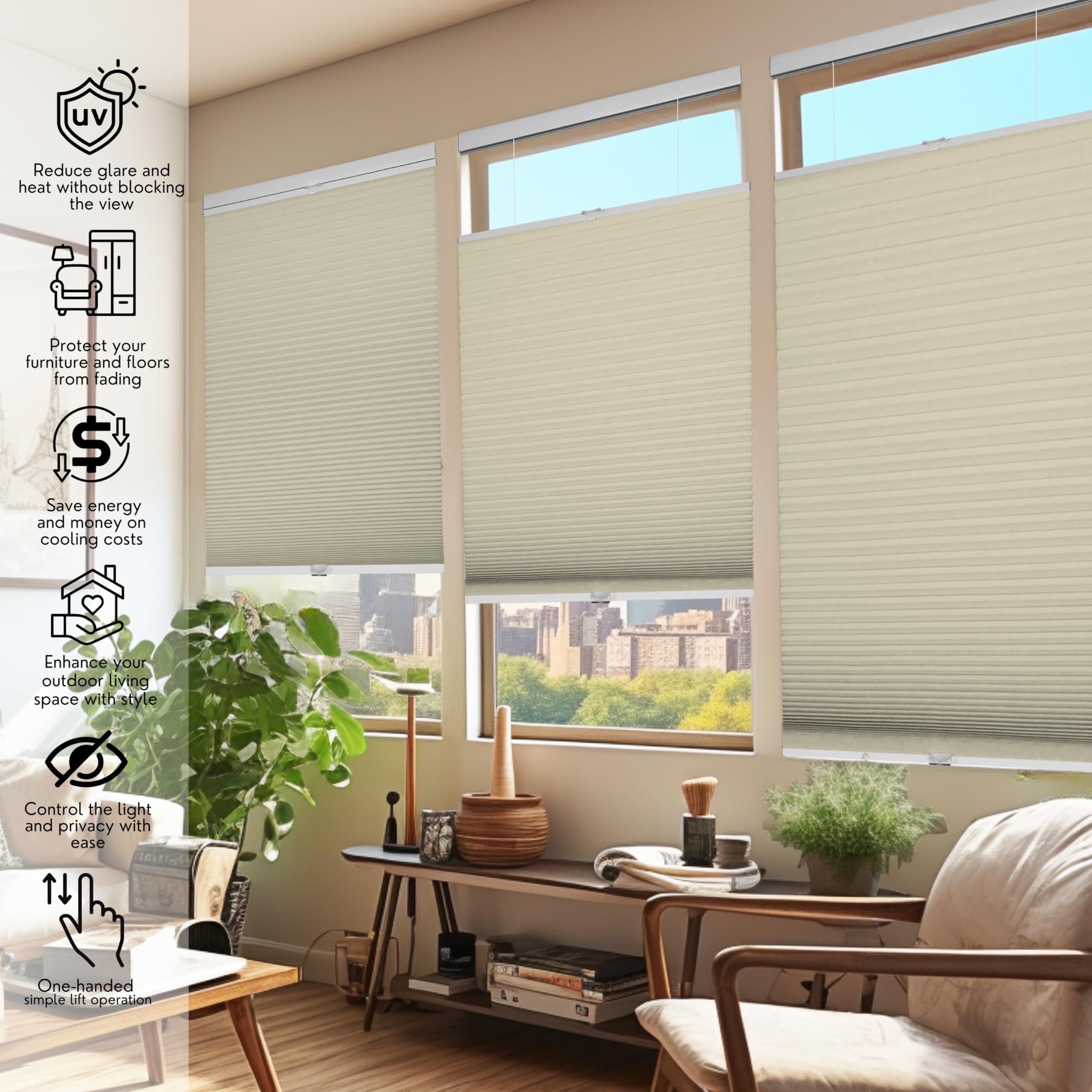 CHICOLOGY CHICOLOGY Home Dcor, Window Treatments, Cellular Shades, Cellular Window Shades, Blinds, Blinds & Shades, Shades for Indoor Windows, Top Down Bottom Up Shade, Beige Blackout, 26" W X 72" H