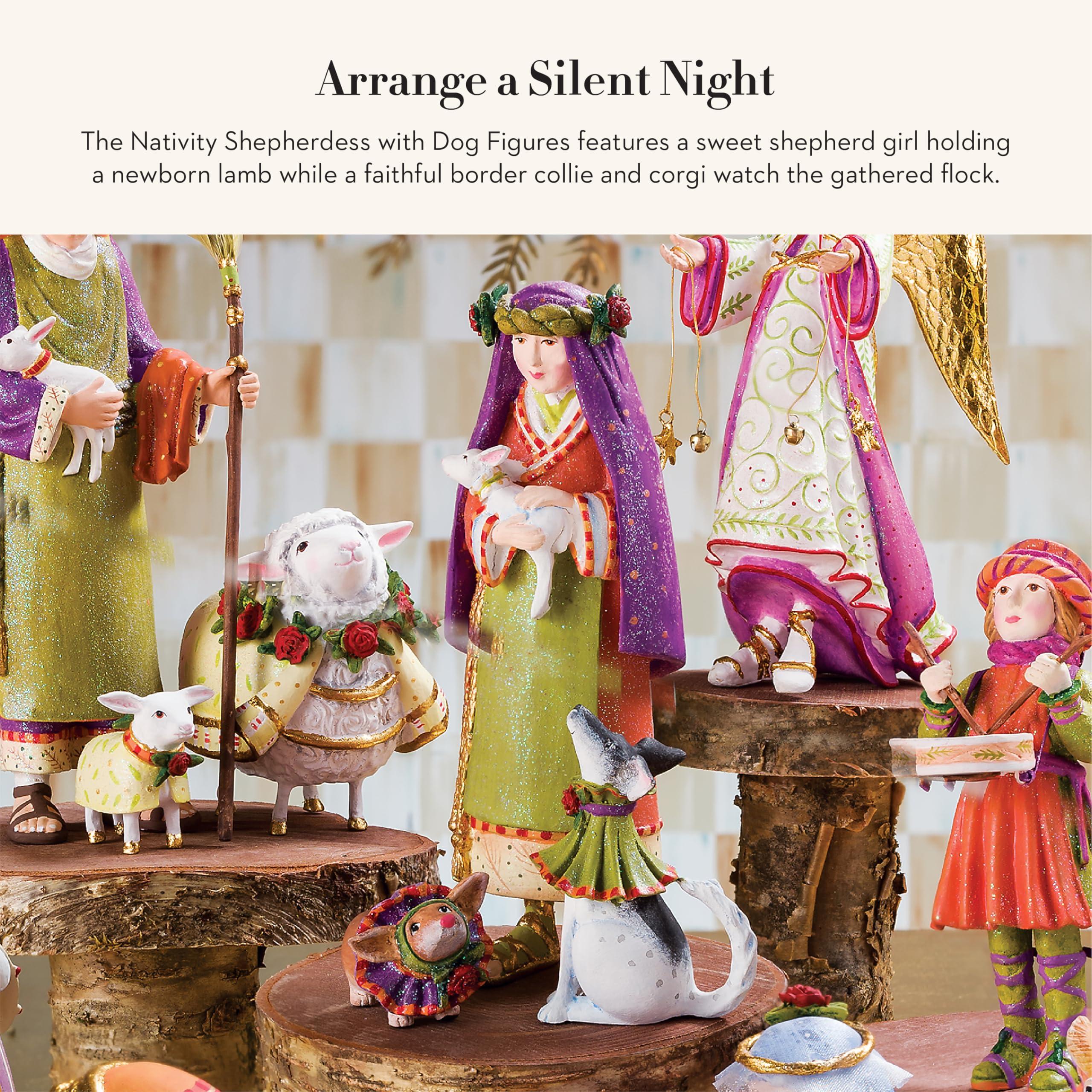 MACKENZIE-CHILDS MACKENZIE-CHILDS Patience Brewster Nativity Figurine, Christmas Nativity Home Decor, Shepherdess with Dog