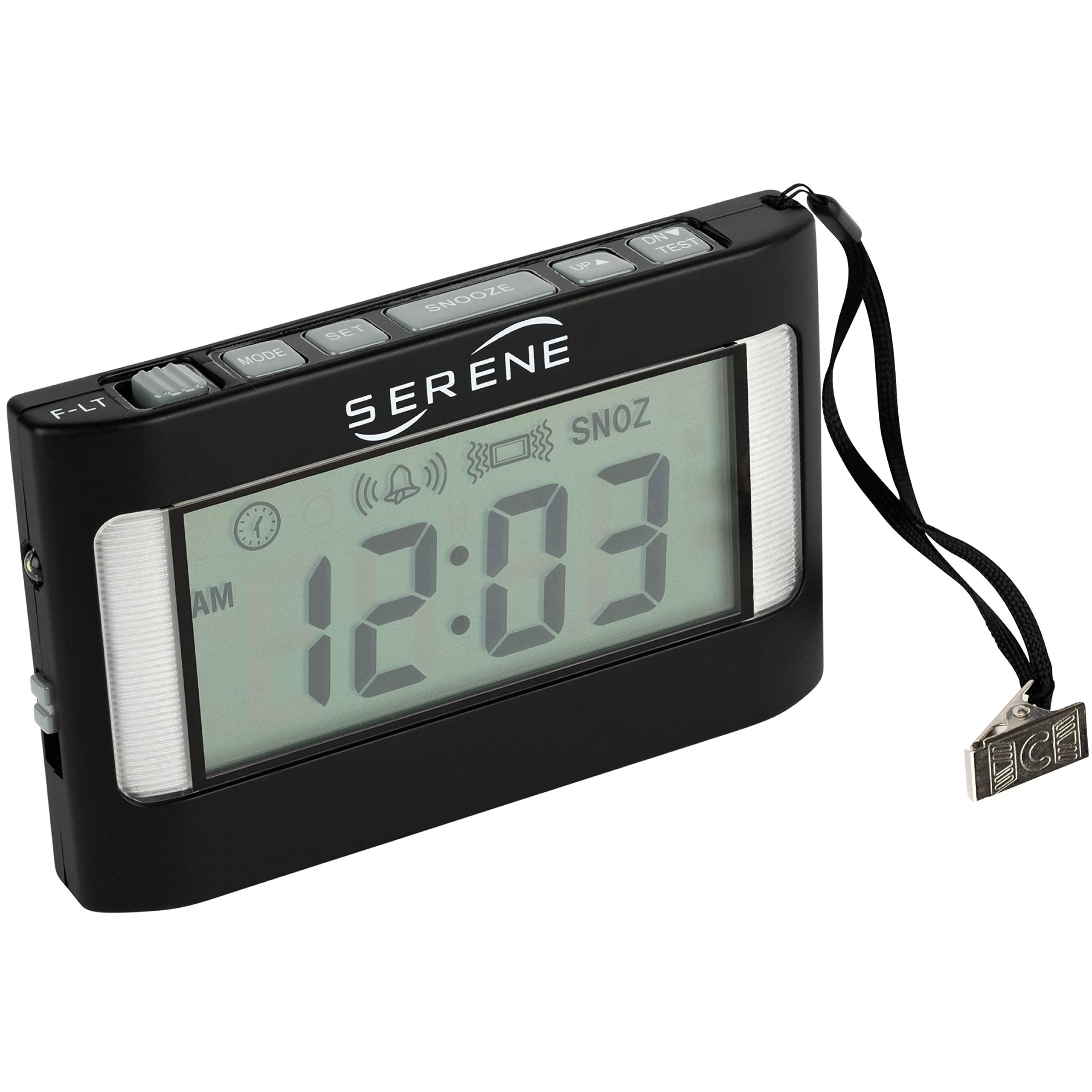 Serene Innovations Serene Innovations Vibrating Alarm Clock for Hearing Impaired Loud Alarm Clock for Heavy Sleepers Adults Multimode Sound, Vibration, & Flash Alarm Clocks for The Deaf Portable Small Clock