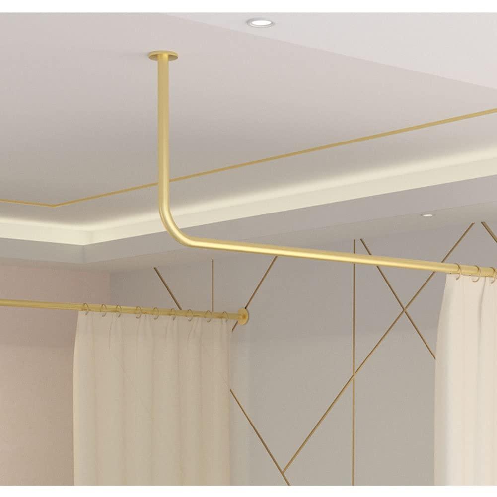 liu san xiao Room Divider Curtain - Privacy Curtain Room Partition Curtain for Living Room/Conference Room/Beauty Salon - Ceiling Boom L-Shaped Metal Curtain Rod (Color : Blue, Size : Rod-230cm)