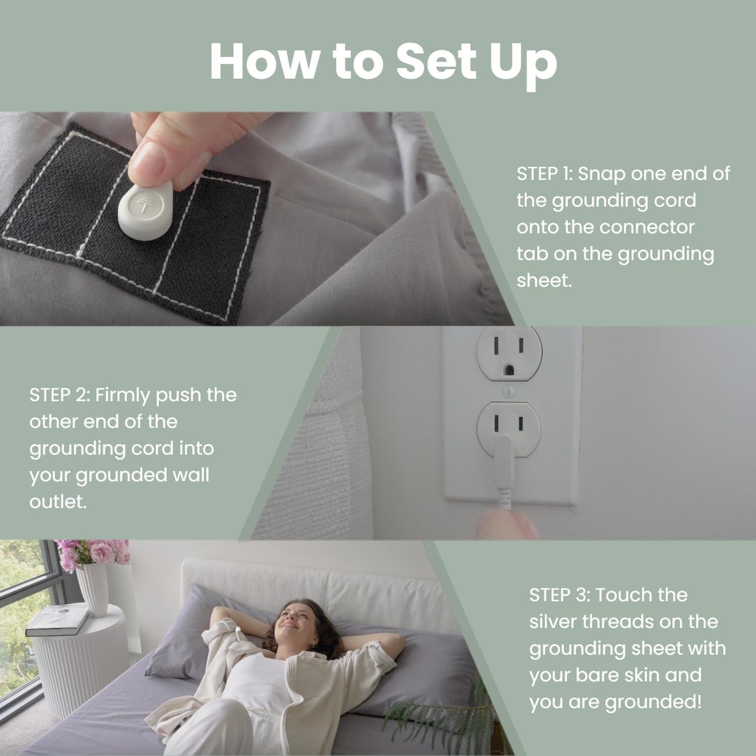 GLUYOHEY Grounding Sheets for Earthing, 15\" Deep Pockets Earthing Fitted Bottom Sheet, Queen Bedding Fitted Sheet