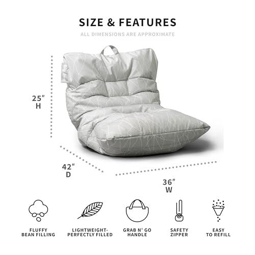 Big Joe Big Joe Roma Bean Bag Chair, Moonstone Tessellation Lenox, Durable Woven Polyester, 3 feet