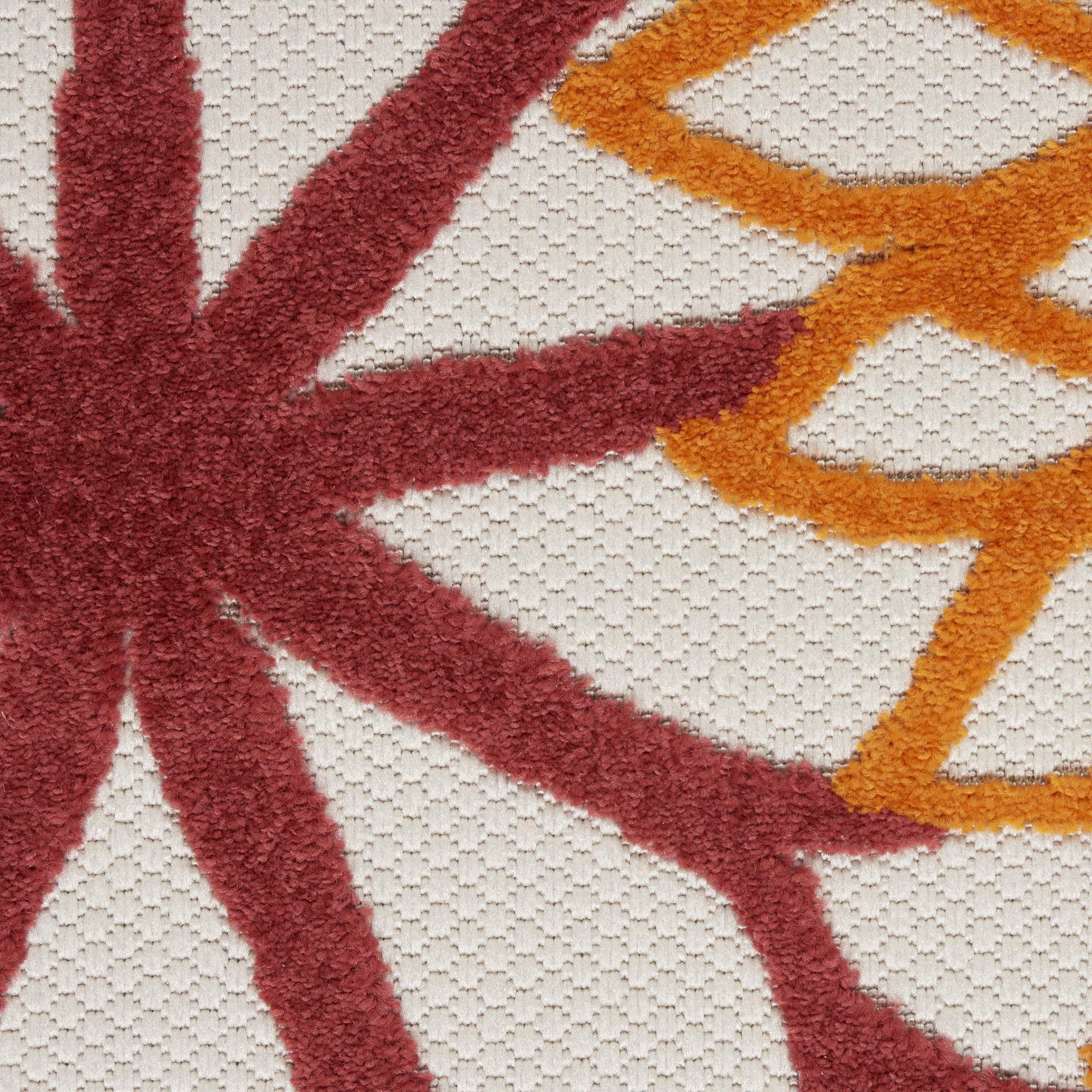 Nourison Nourison Aloha Indoor/Outdoor Red Multi Colored 6\' x 9\' Area Rug, Tropical, Botanical, Easy Cleaning, Non Shedding, Bed Room, Living Room, Dining Room, Deck, Backyard, Patio (6x9)