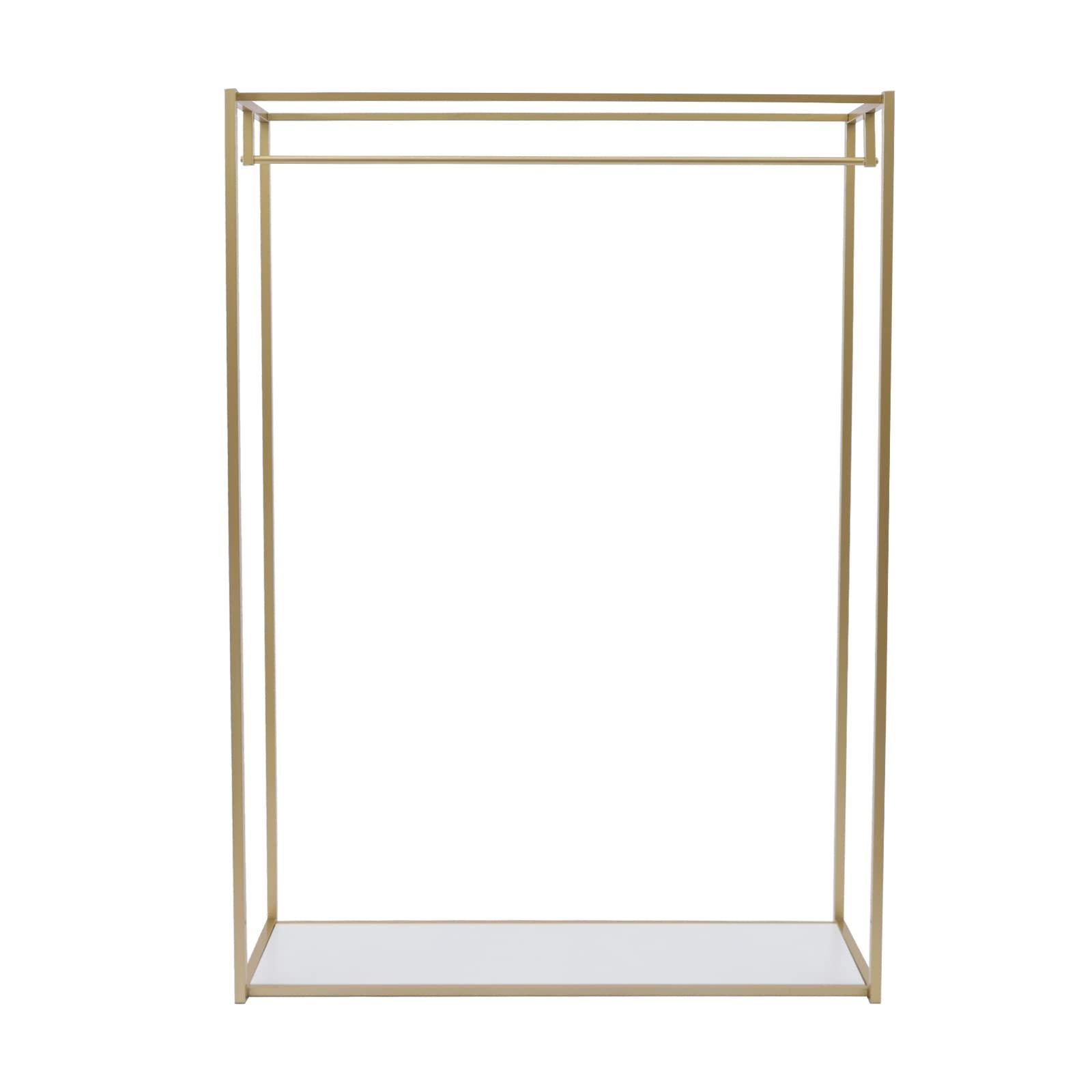 OSKOE 75"Retail Gold Clothing Racks with Shelves,Boutiques Garment Rack Wedding Dress Display Rack Metal Clothes Rack Heavy Duty Commercial Floor Standing Closet Hanging Rod Shoes Bag Clothes Organizer ( Co