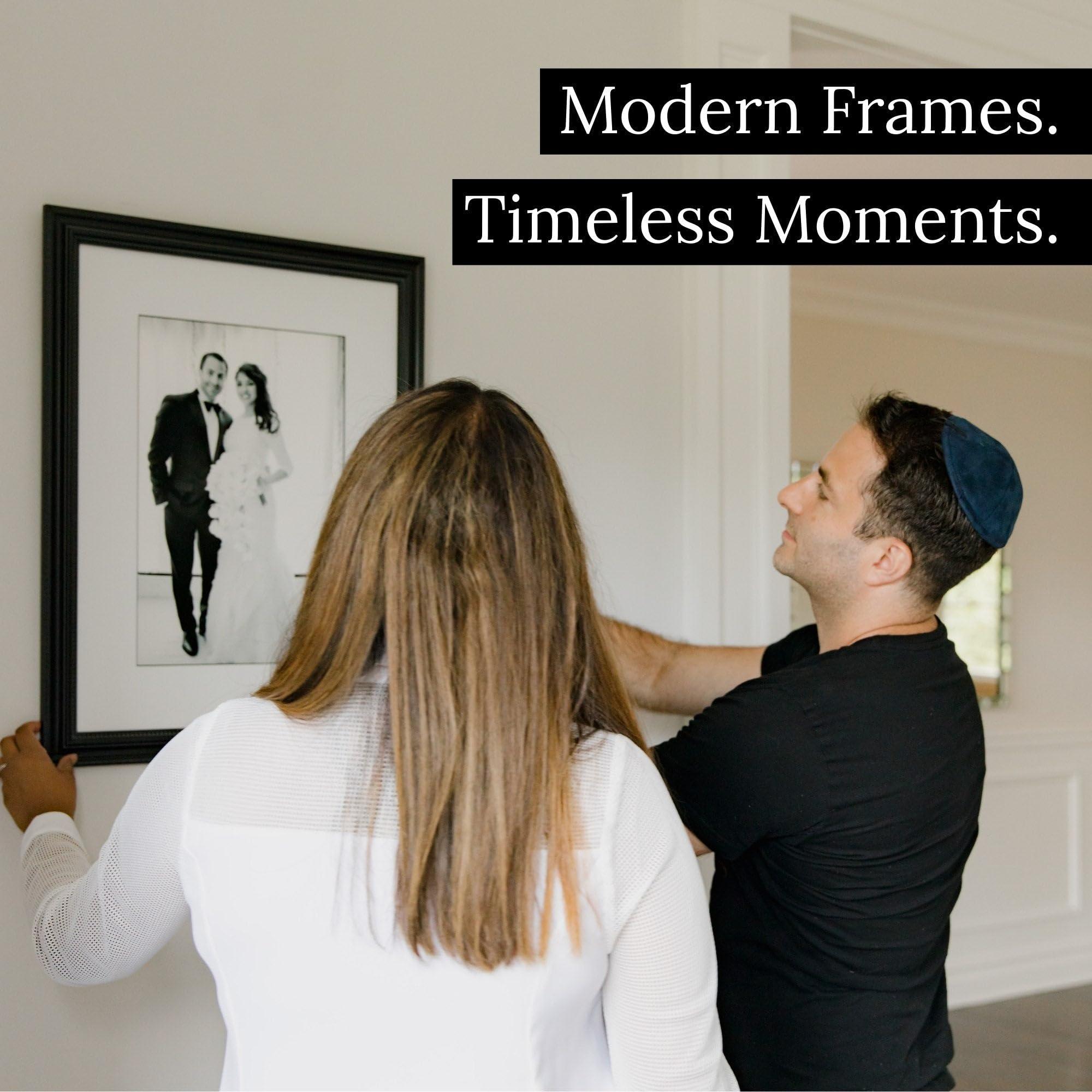M Modern Memory Design Modern 11x9 Black Picture Frame Wood with Real Glass - Wall Hanging - Real Wooden Edge - 9x11 Frame Size For Family Photo Portrait, Poster Prints, Documents, Art Print- Modern Memory Design