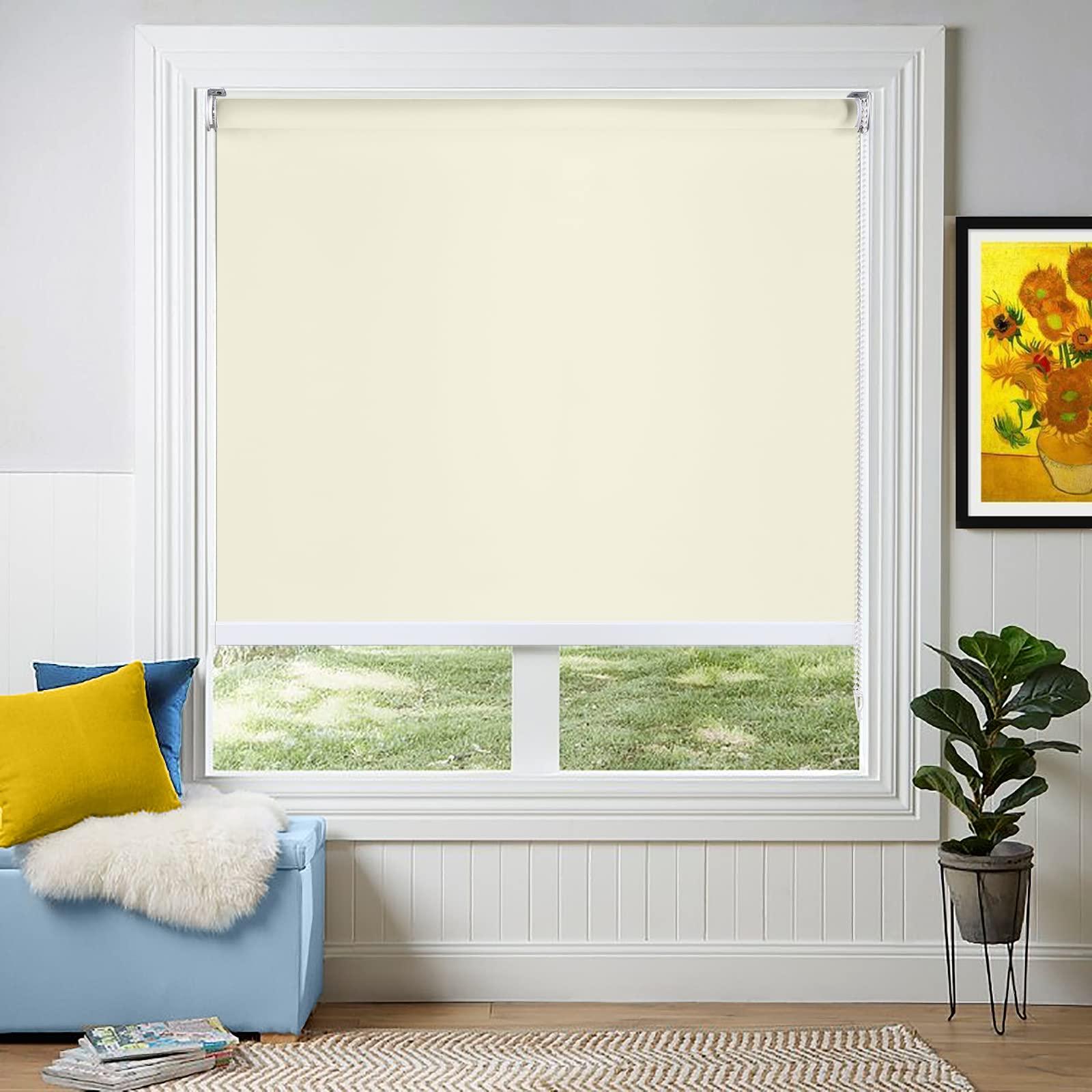 Didoya Didoya Outdoor Roller Shades,100% Blackout UV Protection Window Blinds for Patio,Doors,Windows,UV Protection Fabric,Easy to Install,85" W x 84" H,Apricot