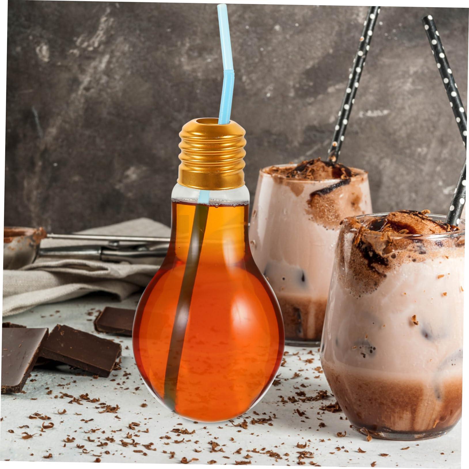 BRIGHTFUFU BRIGHTFUFU Light Bulb Drinking Bottles Light Bulb Drinking Glasses 400ml Light Bulb Drinking Bottle Glass Stylish Bulb Cup for Cocktails Beers Decorative Vase Random Style