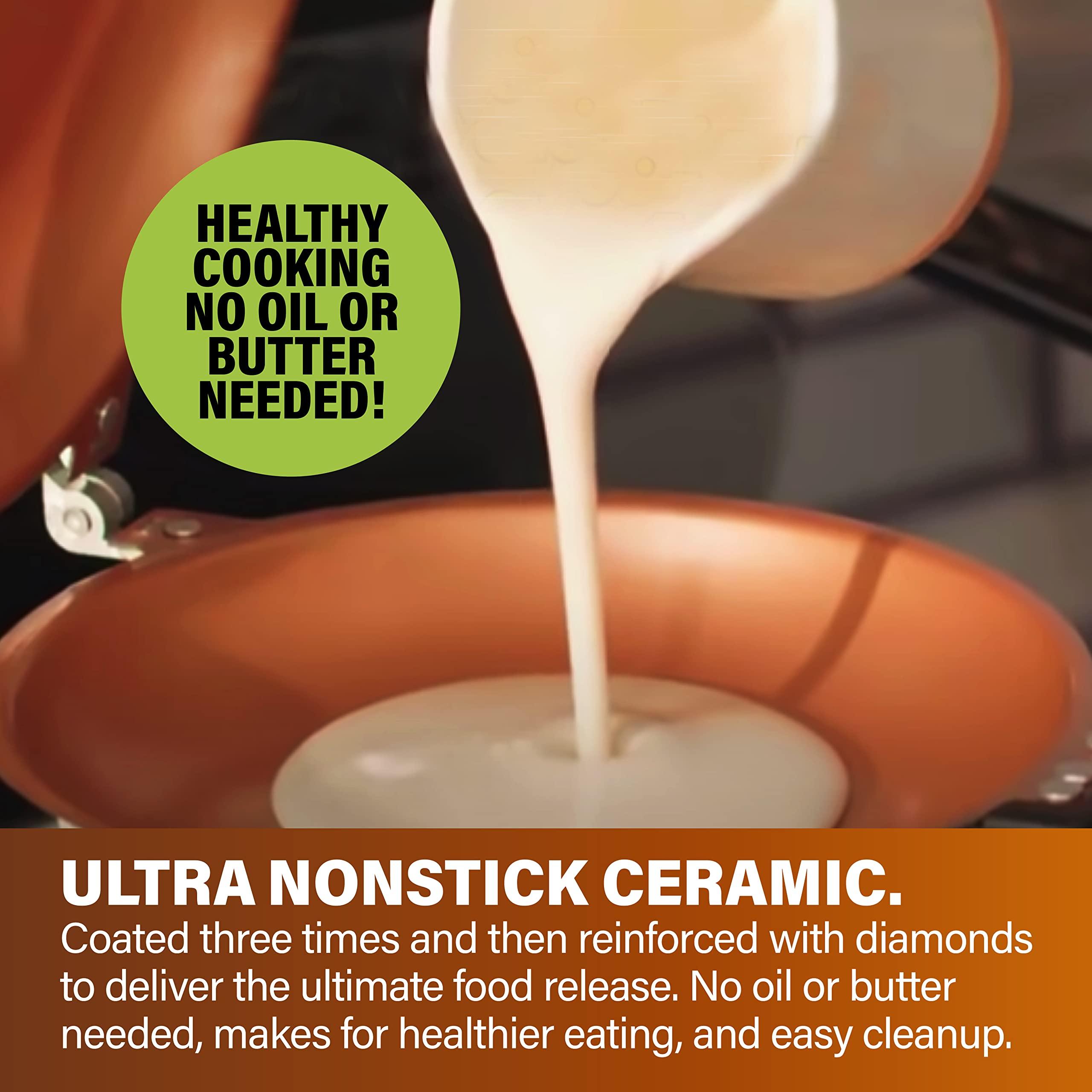 GOTHAM STEEL Gotham Steel Double Sided Pan, The Perfect Pancake Maker Ceramic Nonstick Copper Easy to Flip Pancake Griddle for Fluffy Pancakes, Omelette Maker, Frittata Maker & More! Dishwasher Safe