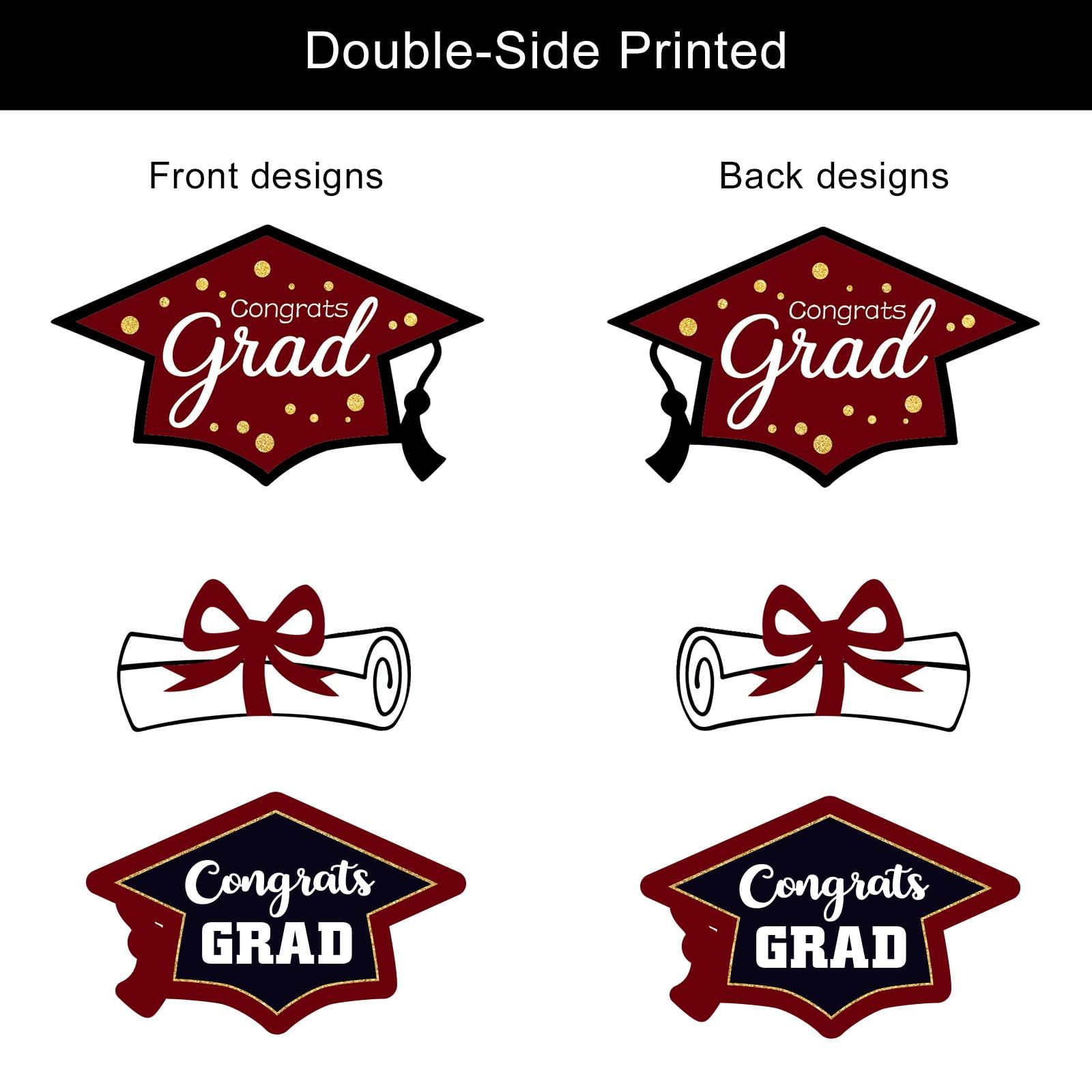 party greeting Maroon and Gold Graduation Decorations Set of 24 Class of 2025 Table Decor Congrats Grad Party Centerpiece Sticks Table Toppers Graduation Party Supplies