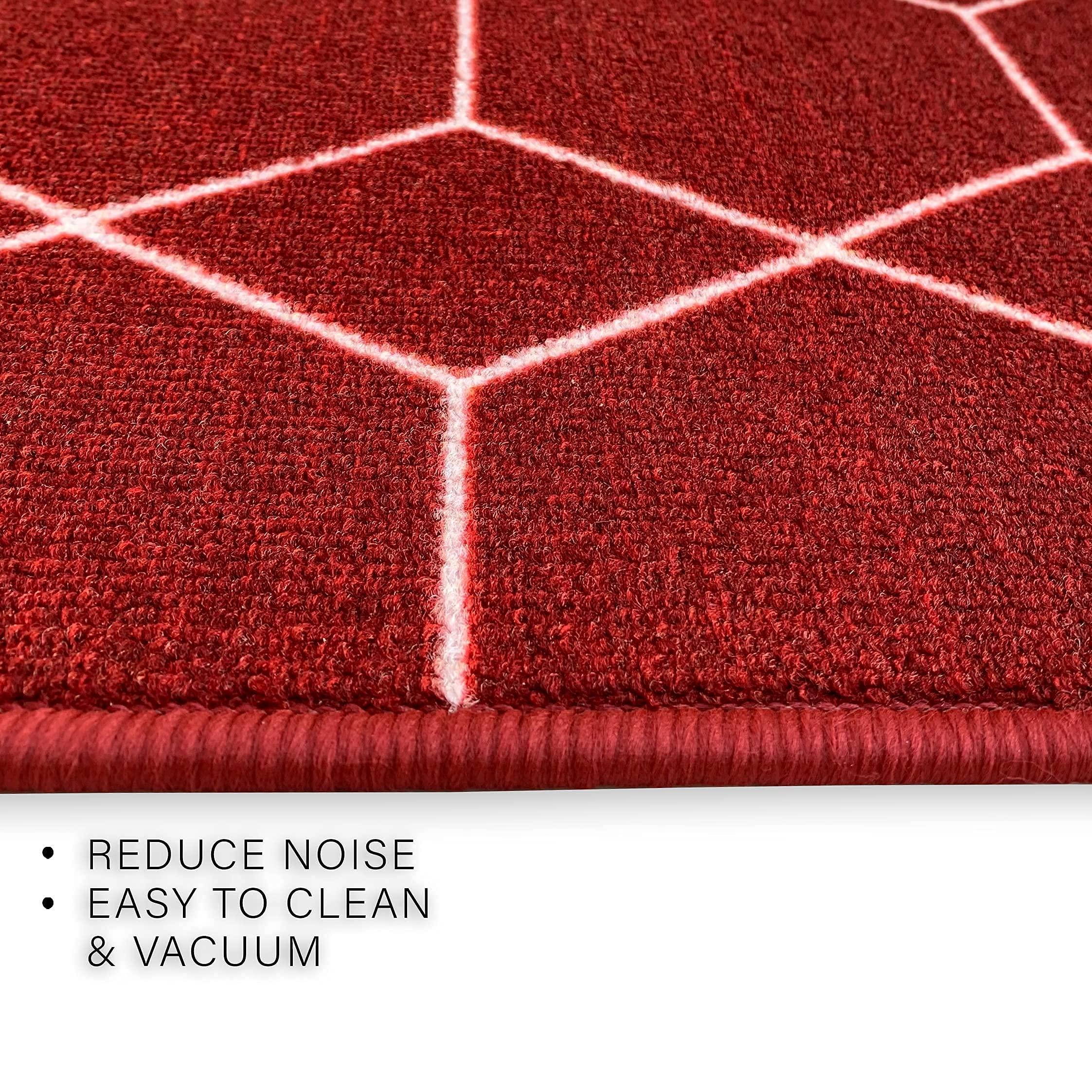 CreativeDeco Custom Made Runner Rug for Kitchen Foyer Hallway Entry Choose Your Length Size 31 Inch Wide Geometric Lattice Design Red Color (39 feet x 31 Inch)