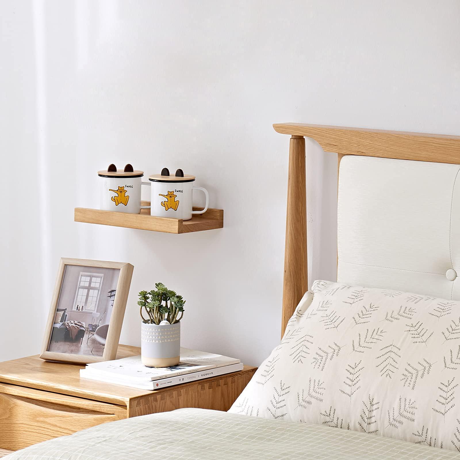 Recogwood Recogwood Floating Shelves Wall Mounted, 12 Inch Wall shelves for Decor and Storage, Natural Solid Oak Wood Shelf, Picture Ledge for Bedroom/Bathroom/Living Room/Kitchen/Laundry Room, Natural Color