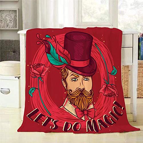 Mugod Mugod Let\'s Go Magic Throw Blanket Magician Perfomance in Gypsy Style Red Rose Hat Soft Cozy Fuzzy Warm Flannel Blankets Decorative for Baby Toddler Swaddle Dog Cat 30X40 Inch