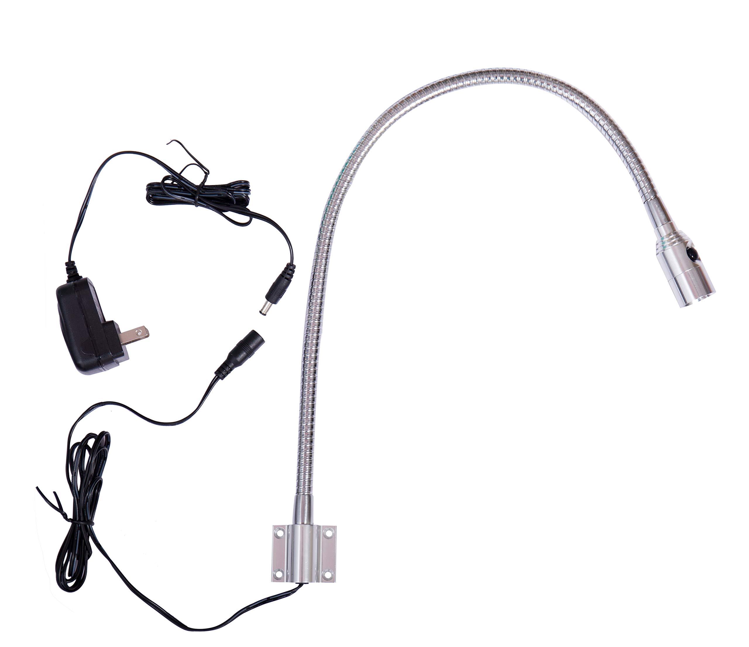 Hersi Reading Light Built-in Button Switch Minimalist Flexible Gooseneck LED Bed Lamp Headboard Wall Surface Mount for Bedroom/Living Room