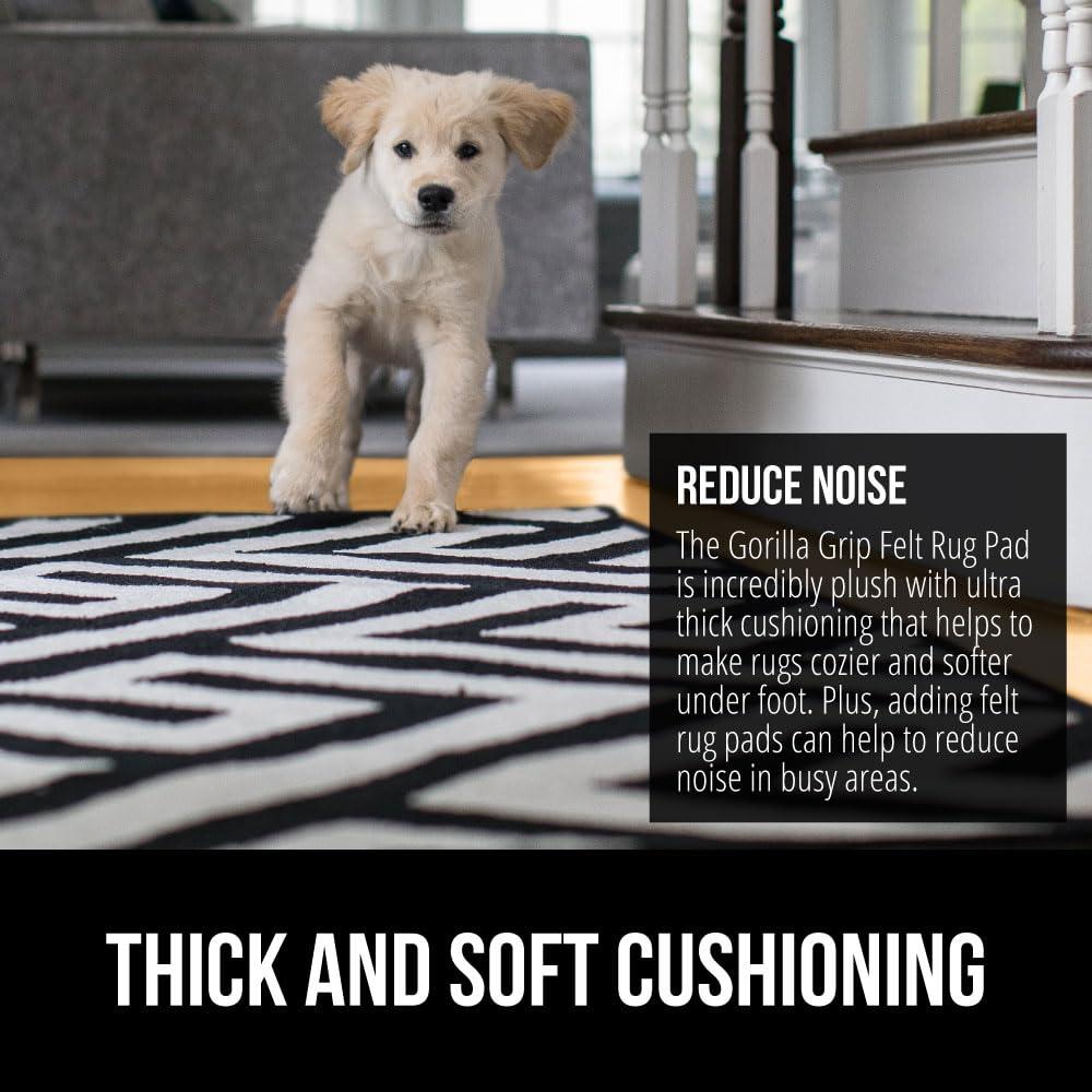 Gorilla Grip GORILLA GRIP Felt and Natural Rubber Stay in Place Slip Resistant Rug Pad, 1/4 Thick, 7x10 FT Protective Padding for Under Area Rugs, Cushioned Gripper Pads, Carpet Runners Hardwood Floors Protection