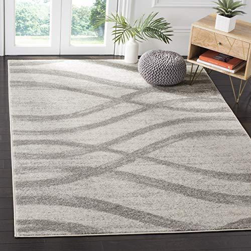 Safavieh SAFAVIEH Adirondack Collection Area Rug - 6\' Square, Cream & Grey, Modern Wave Distressed Design, Non-Shedding & Easy Care, Ideal for High Traffic Areas in Living Room, Bedroom (ADR125C)