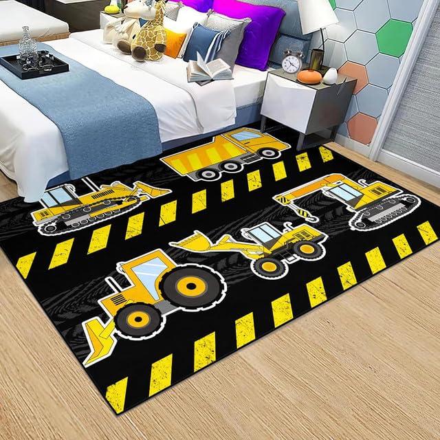 CDIWIDH Construction Rug for Boys Room - Cars Rugs for Kids Room, Construction Play Rug Car Carpet Kids Car Mat for Kids Toy Truck Rug Kids Rugs for Bedroom Boys Rug for Playroom 4.5x6 Feet