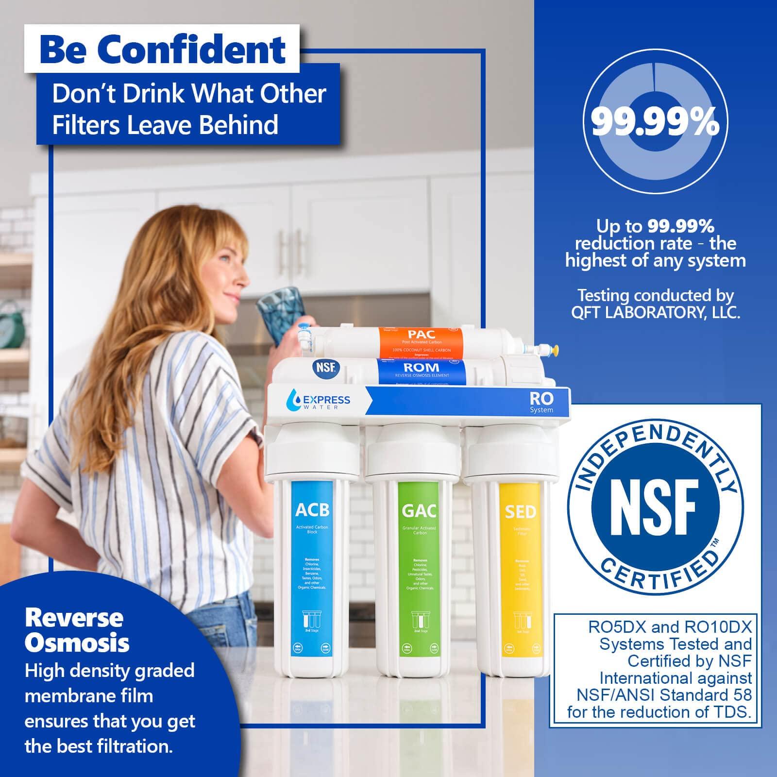 EXPRESS WATER Express Water RO5MX RO System, 18x16x19 inches, Modern Brushed Nickel