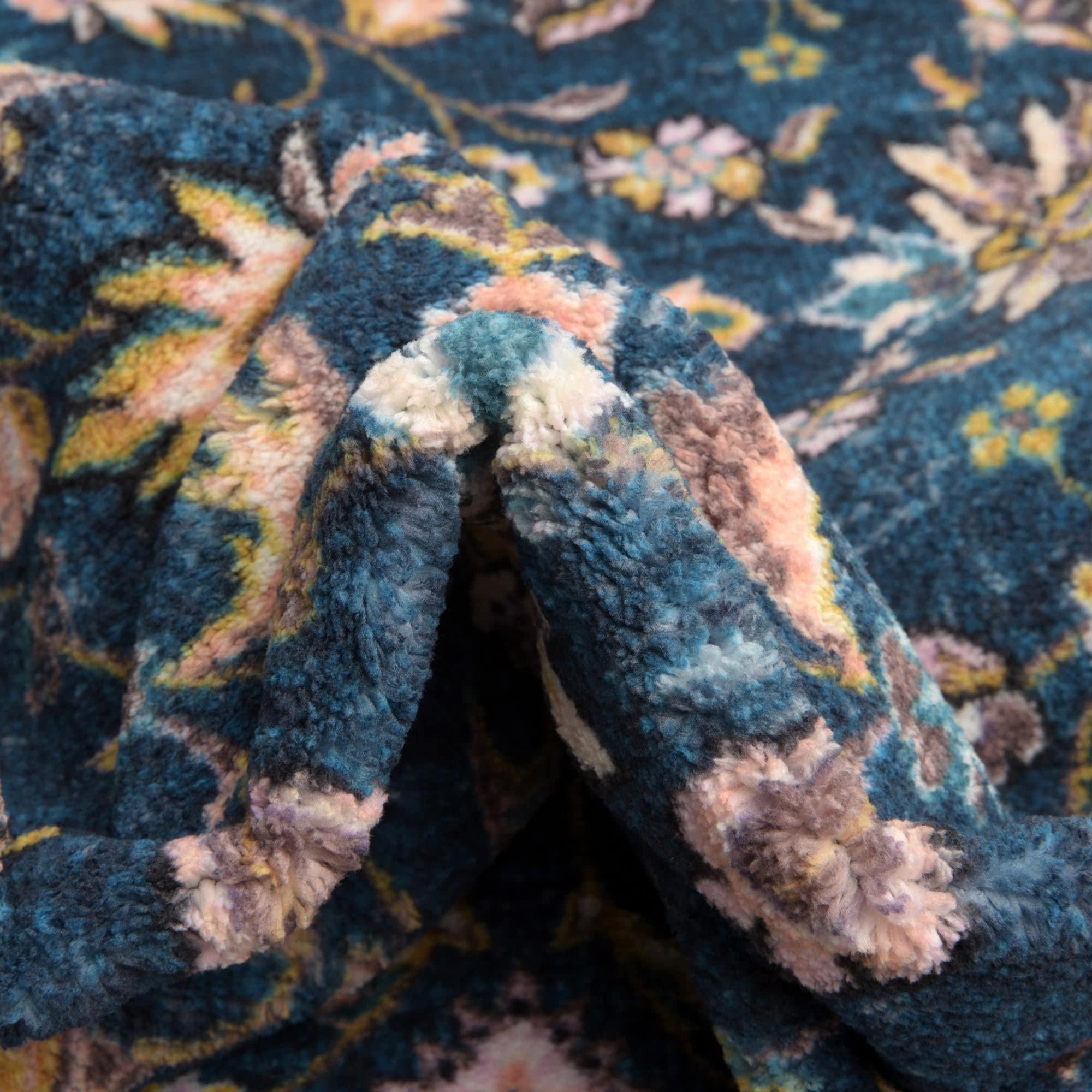 Rugs.com Rugs.com Medina Collection Rug 5 Ft Square Egyptian Blue Medium Rug Perfect for Living Rooms, Kitchens, Entryways