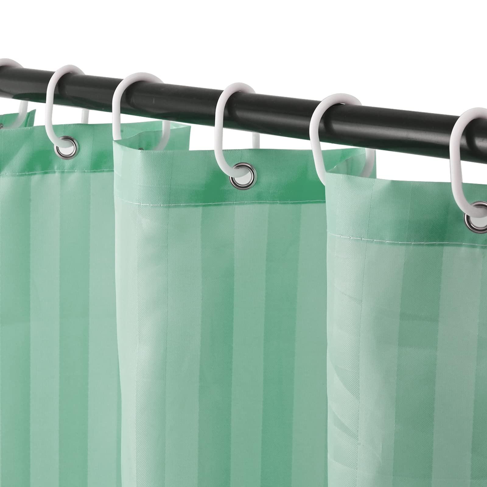 HELLCRACK Small Shower Curtain for Bath Single Stall Size 36 x 72, Waterpoof Washable Narrow Standing Single with Bottom Heavy Duty Line, Hotel Quality Fabric Shower Curtains with Hooks and Grommets,/Green