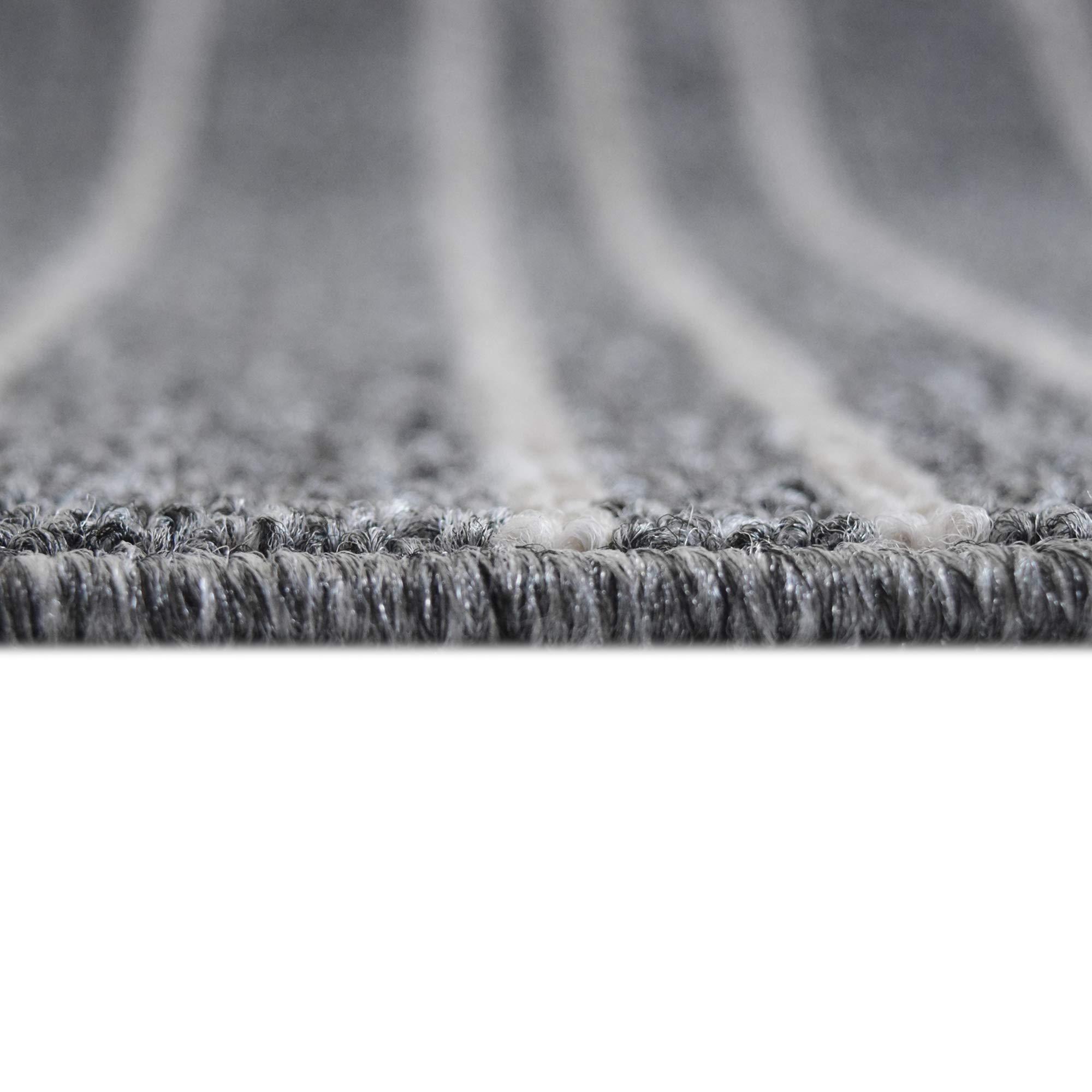 iCustomRug iCustomRug Striped Carpet Runner 24 Wide by Custom Length for Stairs and Hallways Finished All Sides 2' X 25' Silver