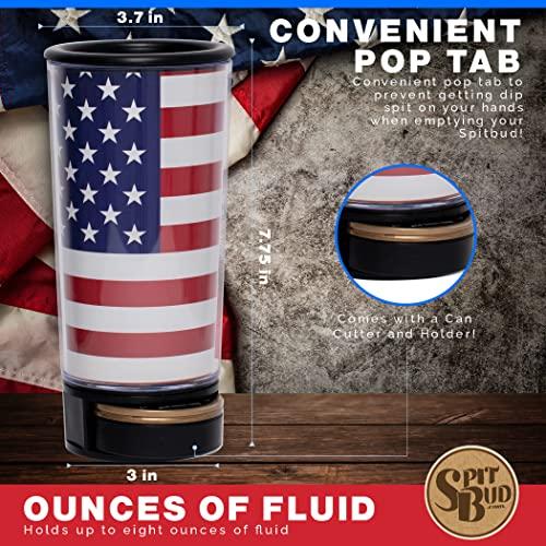 Spit Bud Spit Bud Portable Spittoon Bottle - Cupholder Friendly - Spill Resistant - Built in Can Opener and Holder - USA Flag by Spit Bud