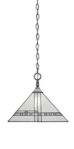 Toltec Lighting Toltec Lighting 12-BN-955 Chain/Square Chain Hung Pendant New Deco Tiffany Glass, Brushed Nickel