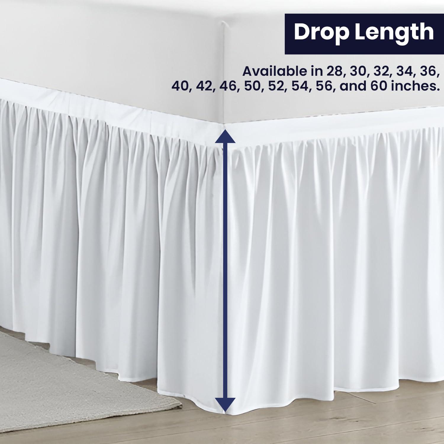 SGI bedding SGI bedding Dorm Bed Skirt Full XL 40 Inch Drop Length - White, Ruffled Pattern College Dorm Room Bed Skirts - Split Corner, Easy Care, Wrinkle Free 1800 Series Microfiber Bed Skirt