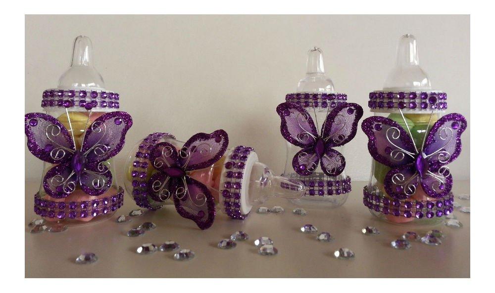 RANADID 12 Purple Fillable Butterfly Bottles Baby Shower Favors Prizes Girl Decorations