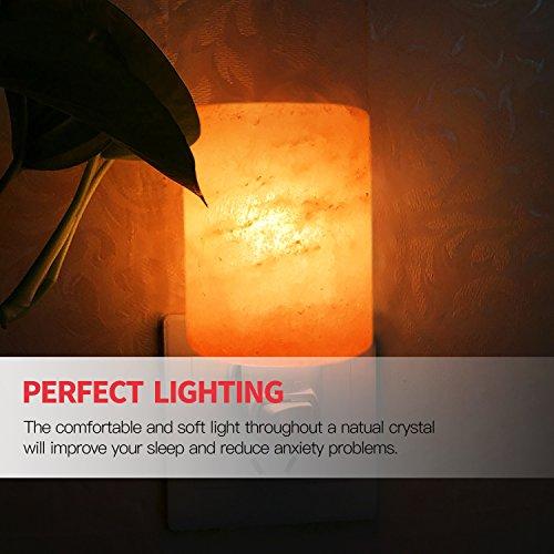 Betus Betus Natural Crystal Himalayan Salt Wall Lamp - Air Purifying Night Light - 360° Rotatable Plug 7W Bulb - Cylindrical