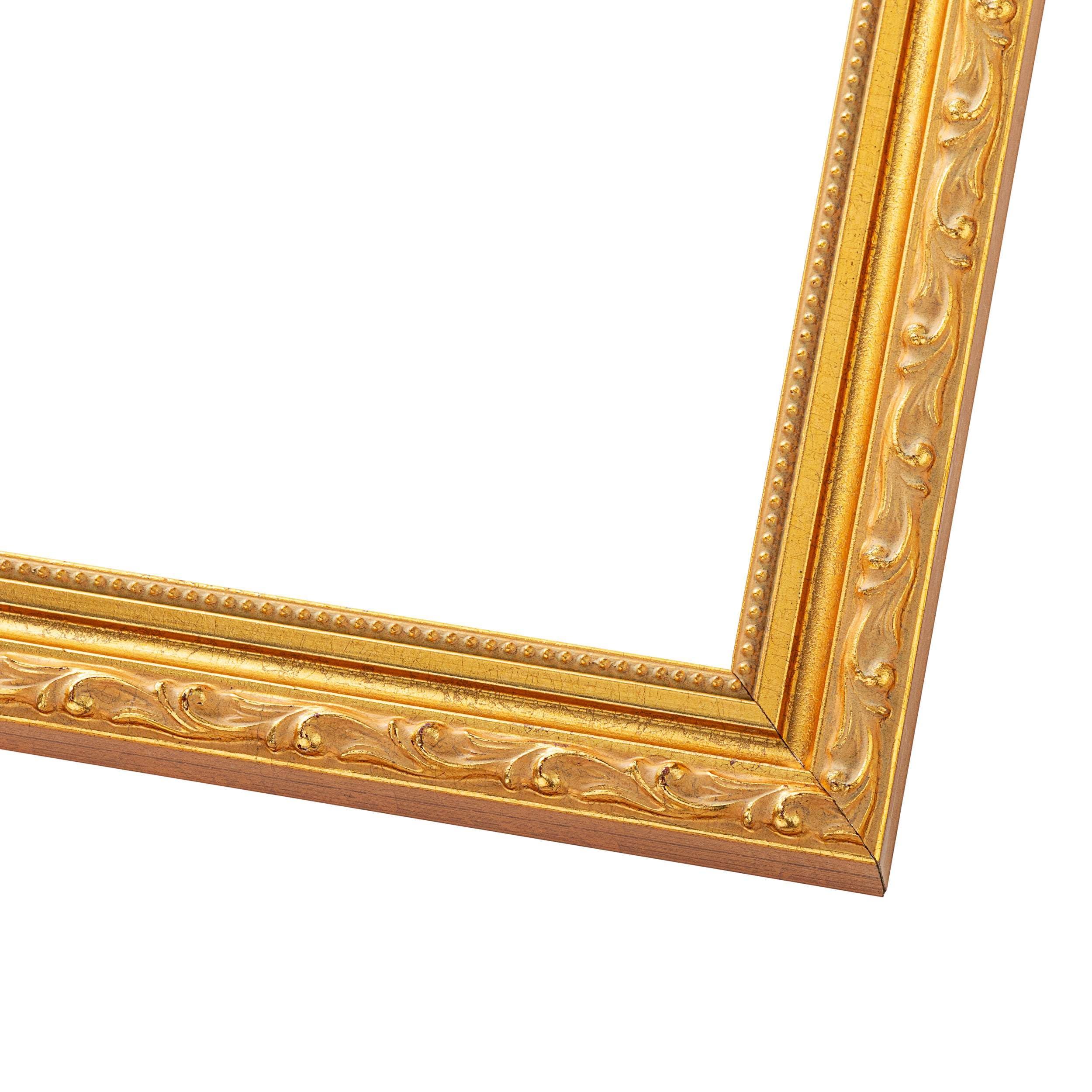 CustomPictureFrames.com 33x23 Frame Gold Ornate Solid Wood Picture Frame | 1.125 Inch Moulding Width | Chadwick Traditional Frame Complete with UV Acrylic Plexiglass, Foam Board Backing & Hanging Hardware