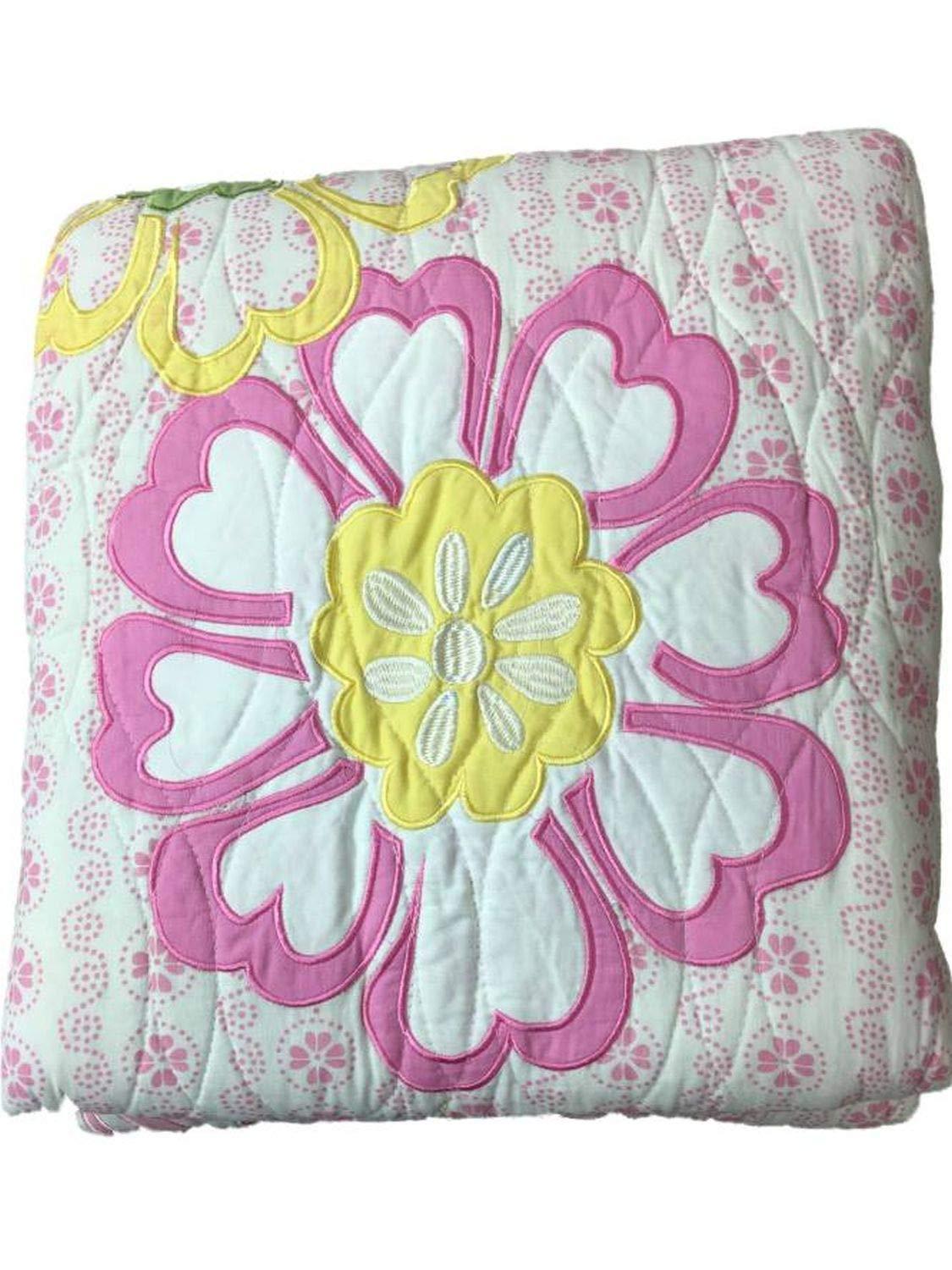 Mudhut Mud Hut Pink Jasmine Floral Applique Full Queen Quilt & Shams Set Comforter