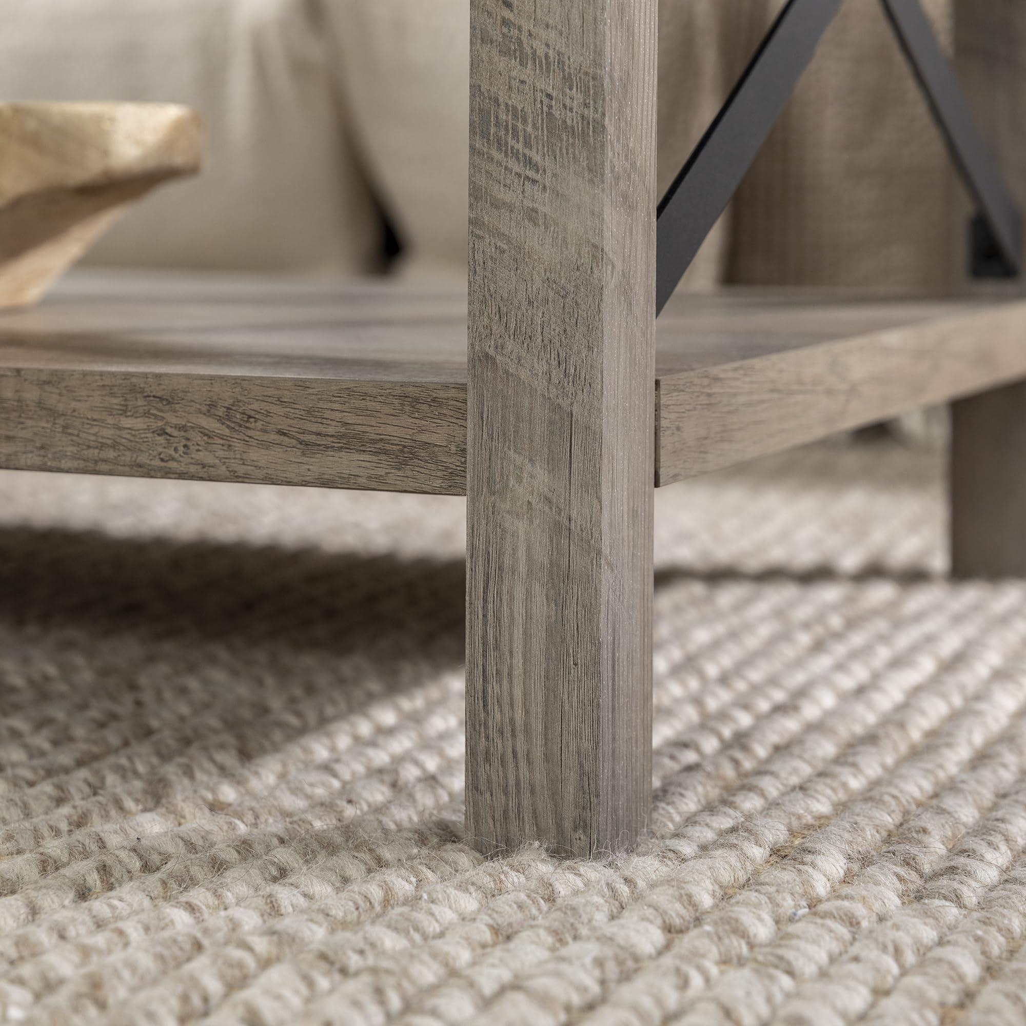 Walker Edison Walker Edison Sedalia Modern Farmhouse Metal X Coffee Table, 40 Inch, Grey Wash